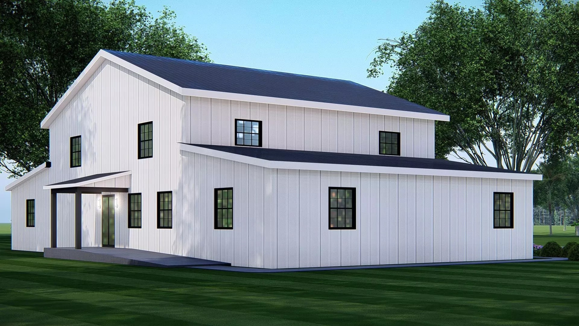 American Exterior House Design  Classic Modern Country Home  3D model_3