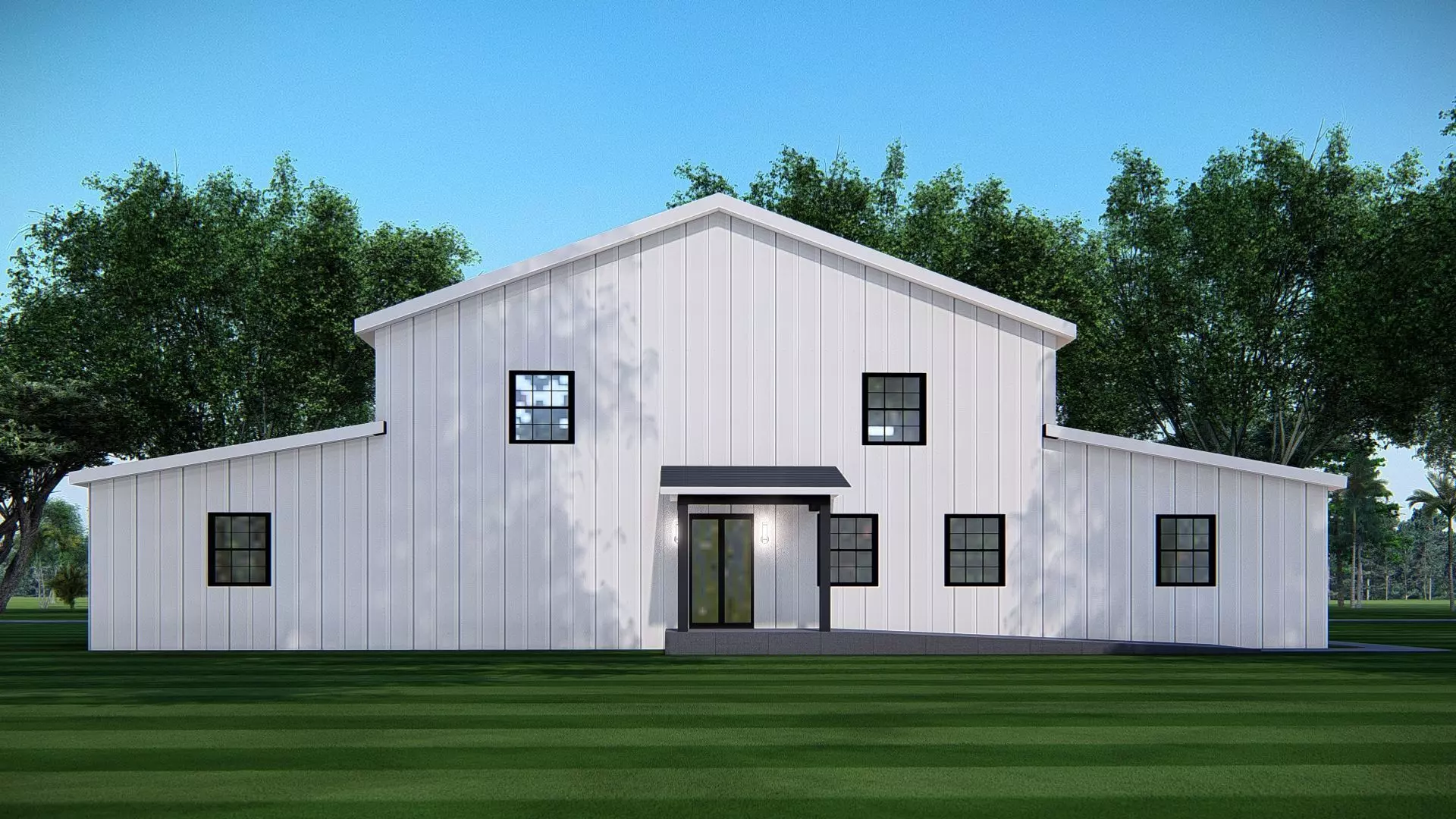 American Exterior House Design  Classic Modern Country Home  3D model_2