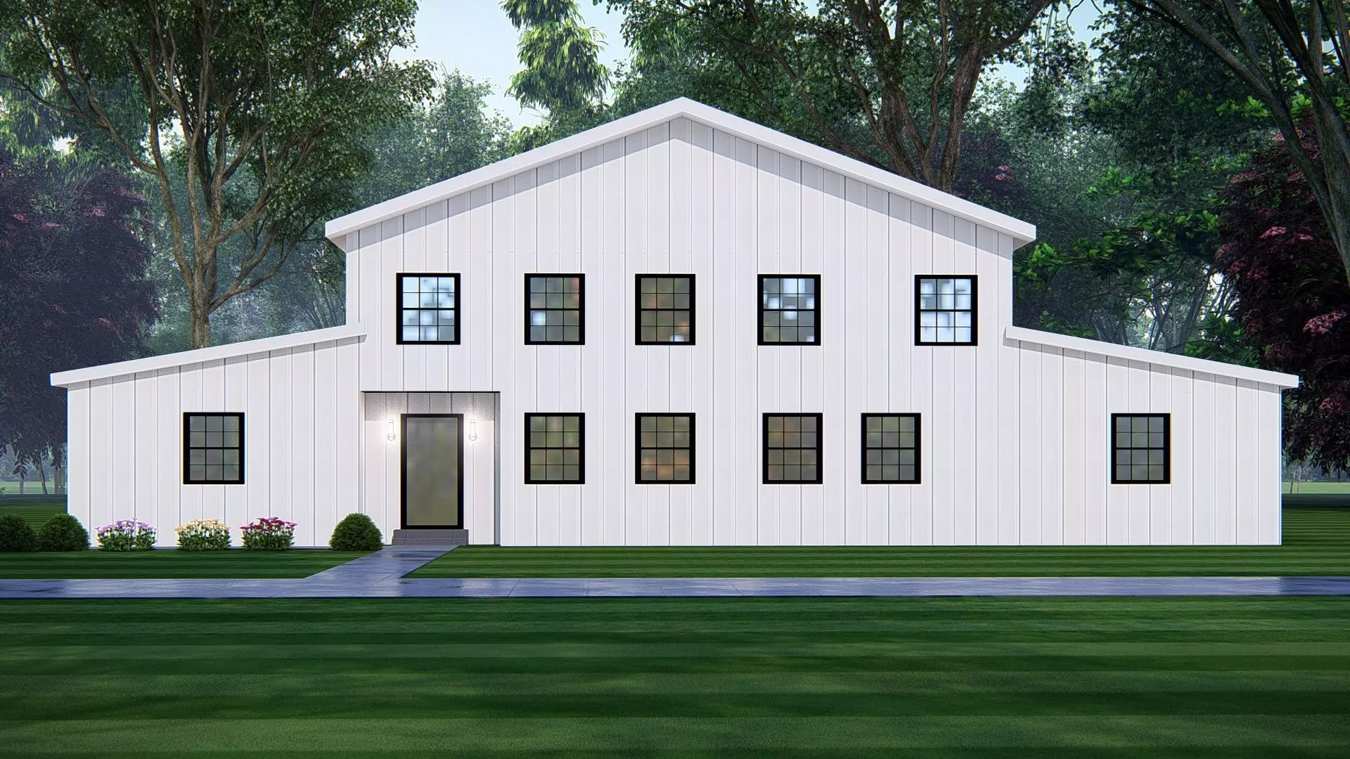 American Exterior House Design  Classic Modern Country Home  3D model_0