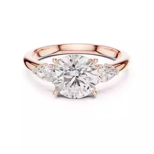 Trilogy Diamond Round and Pear Cut Wedding Ring 3DM STL Video