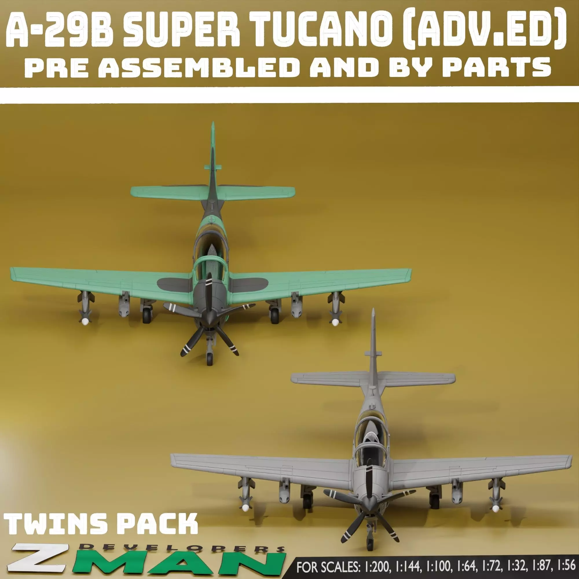 A-29B SUPER TUCANO ADVANCE TWINS PACK V3 3D print model_5