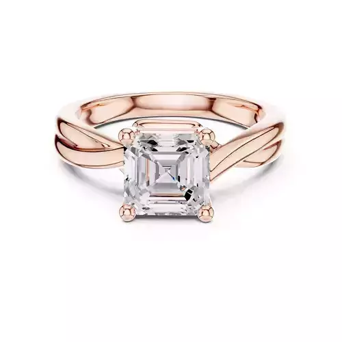 Solitaire Asscher Cut Twisted Split Shank Ring 3DM STL Video