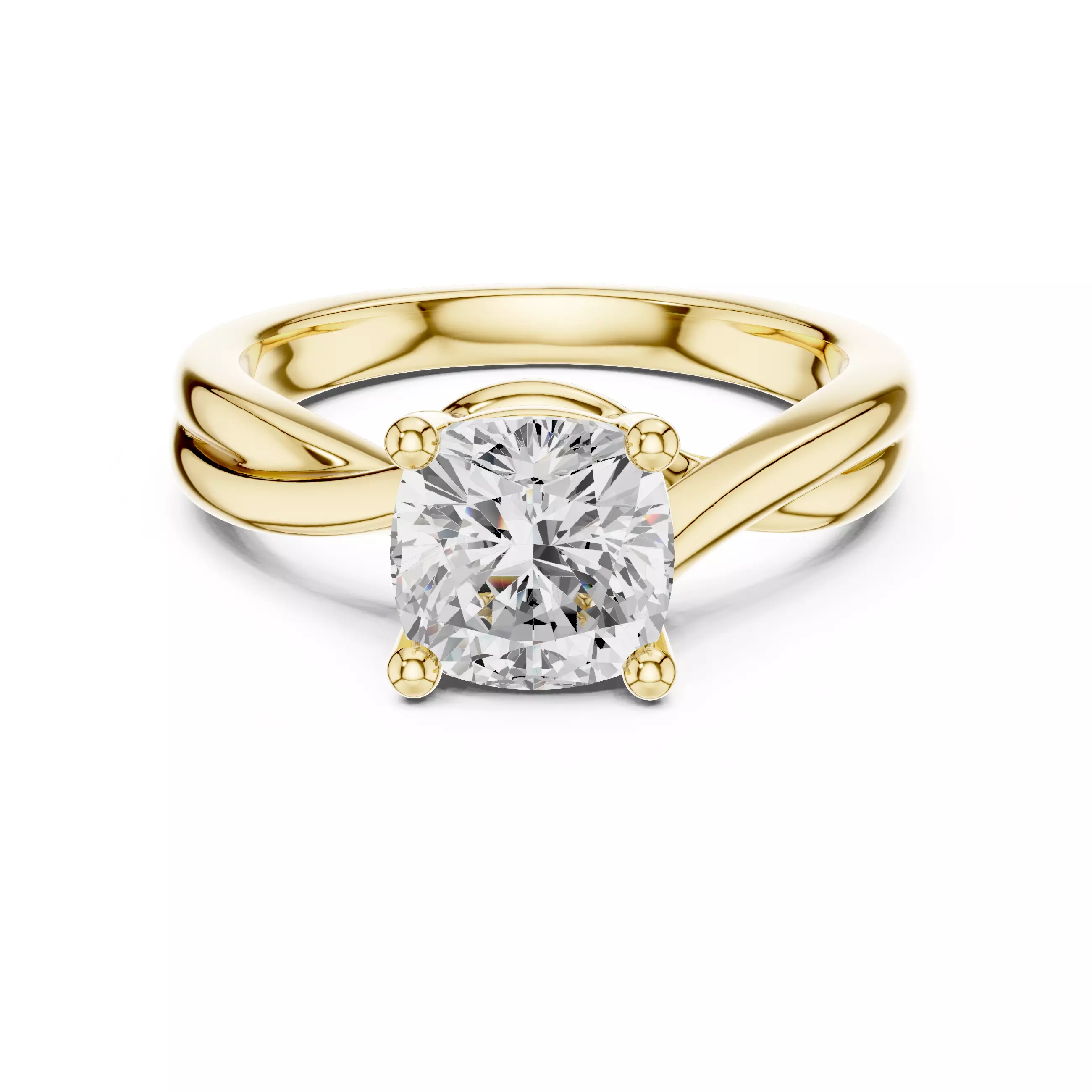 2CT Solitaire Cushion Cut Diamond Wedding Ring 3DM STL Video 3D print model_1