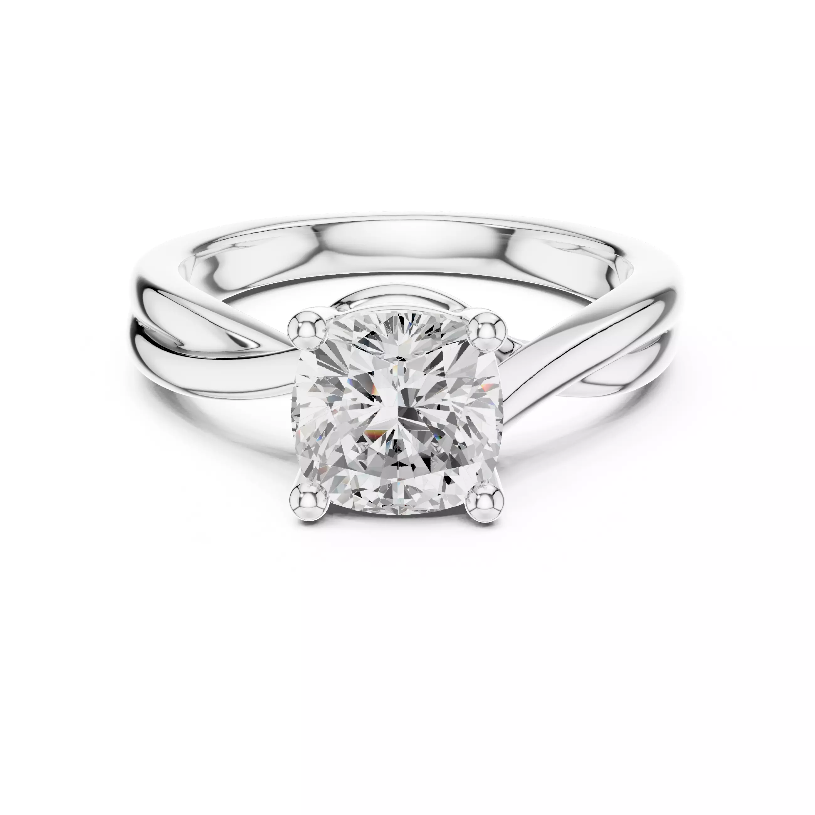 2CT Solitaire Cushion Cut Diamond Wedding Ring 3DM STL Video 3D print model_2