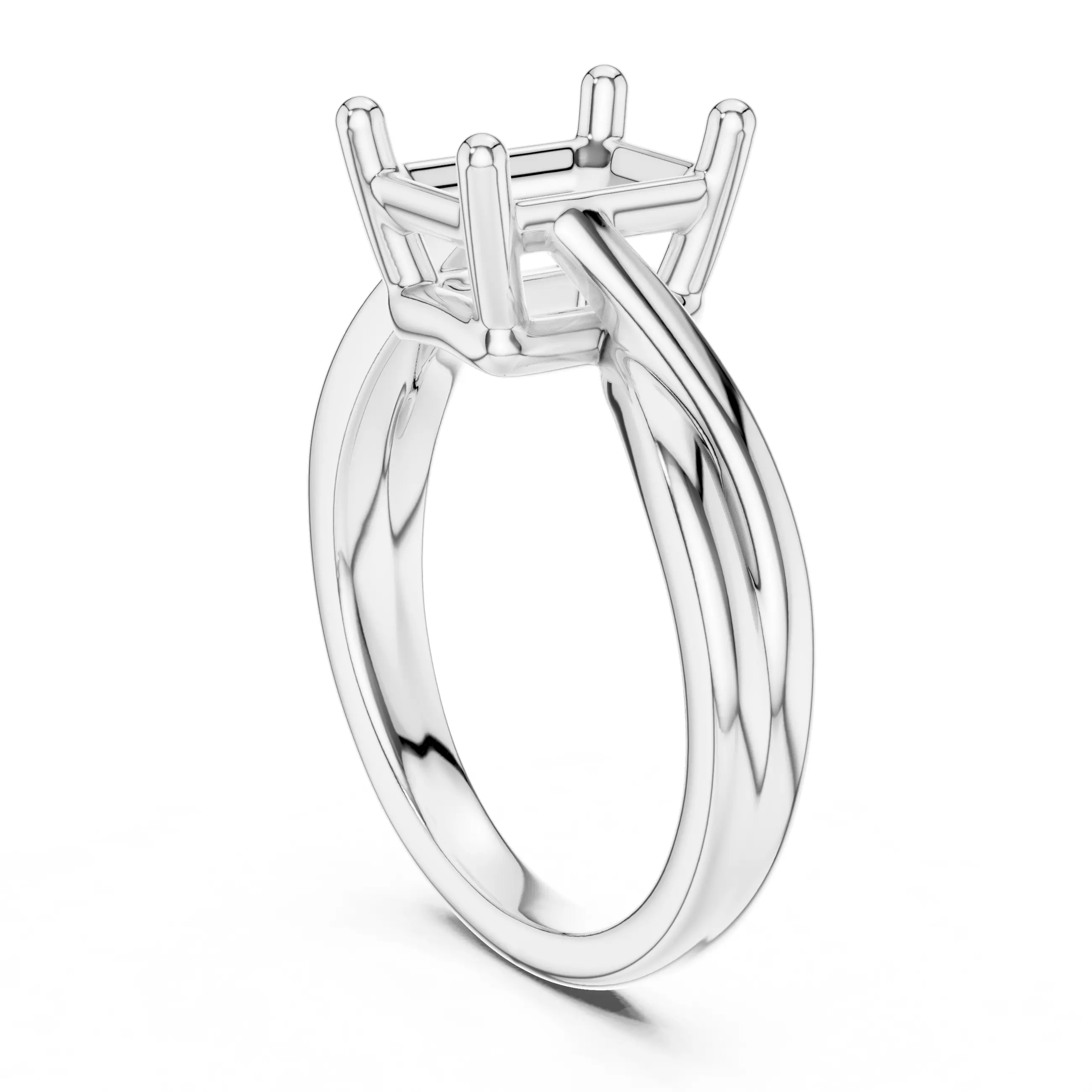 2CT Solitaire Emerald Cut Twist Split Shank Ring 3DM STL Video 3D print model_9