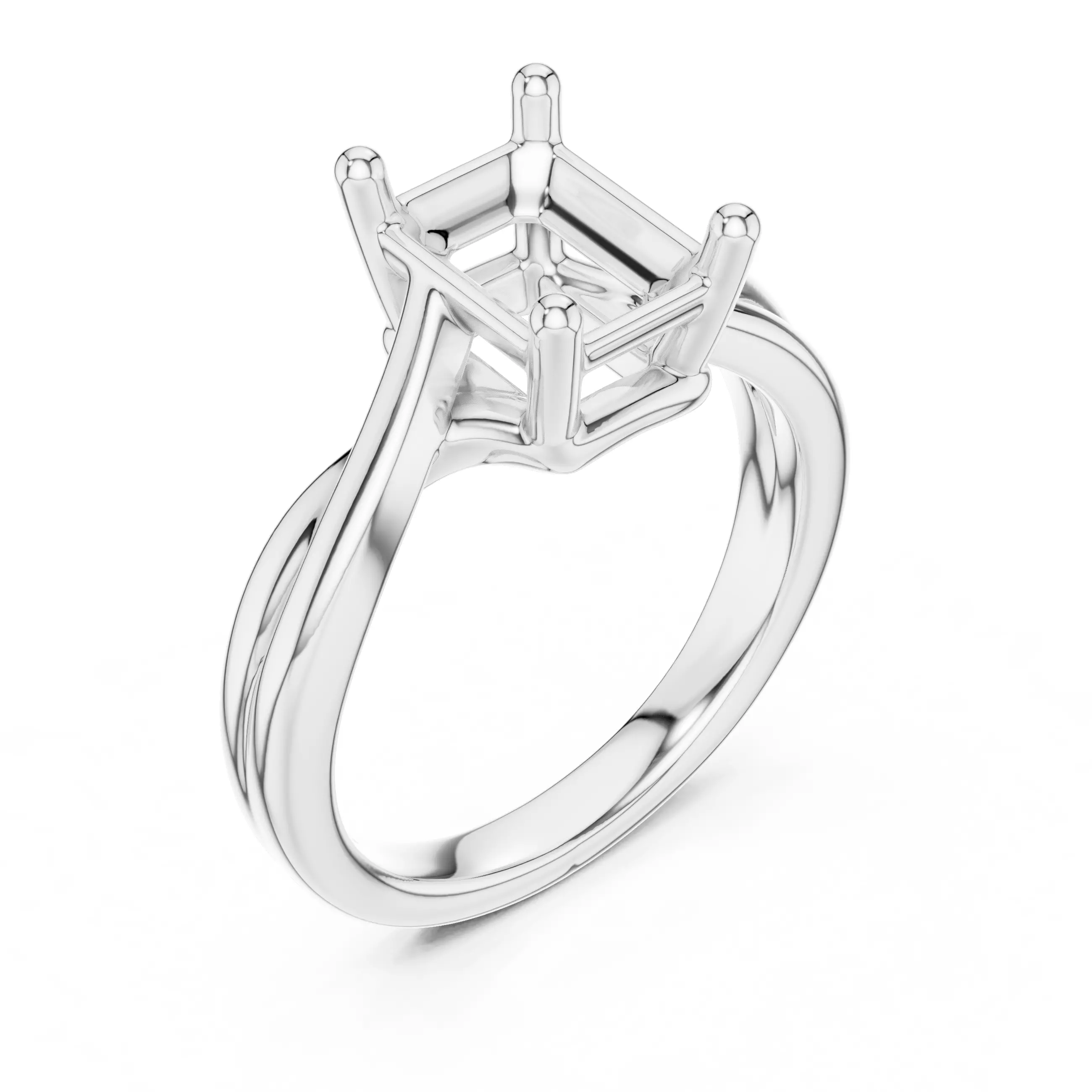 2CT Solitaire Emerald Cut Twist Split Shank Ring 3DM STL Video 3D print model_10