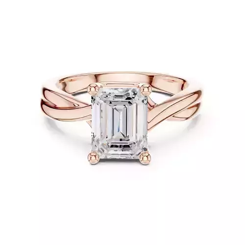 2CT Solitaire Emerald Cut Twist Split Shank Ring 3DM STL Video 3D print model