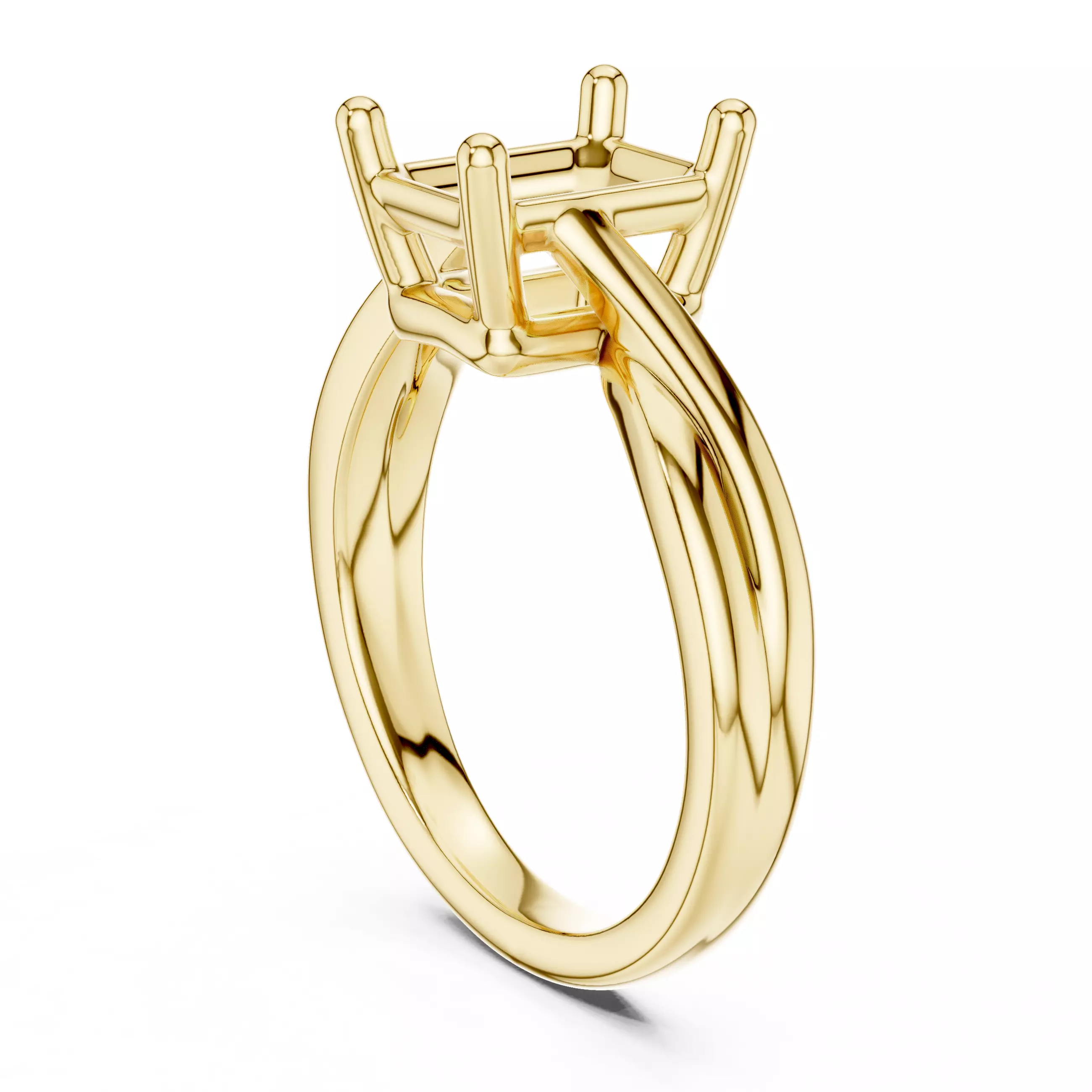 2CT Solitaire Emerald Cut Twist Split Shank Ring 3DM STL Video 3D print model_6