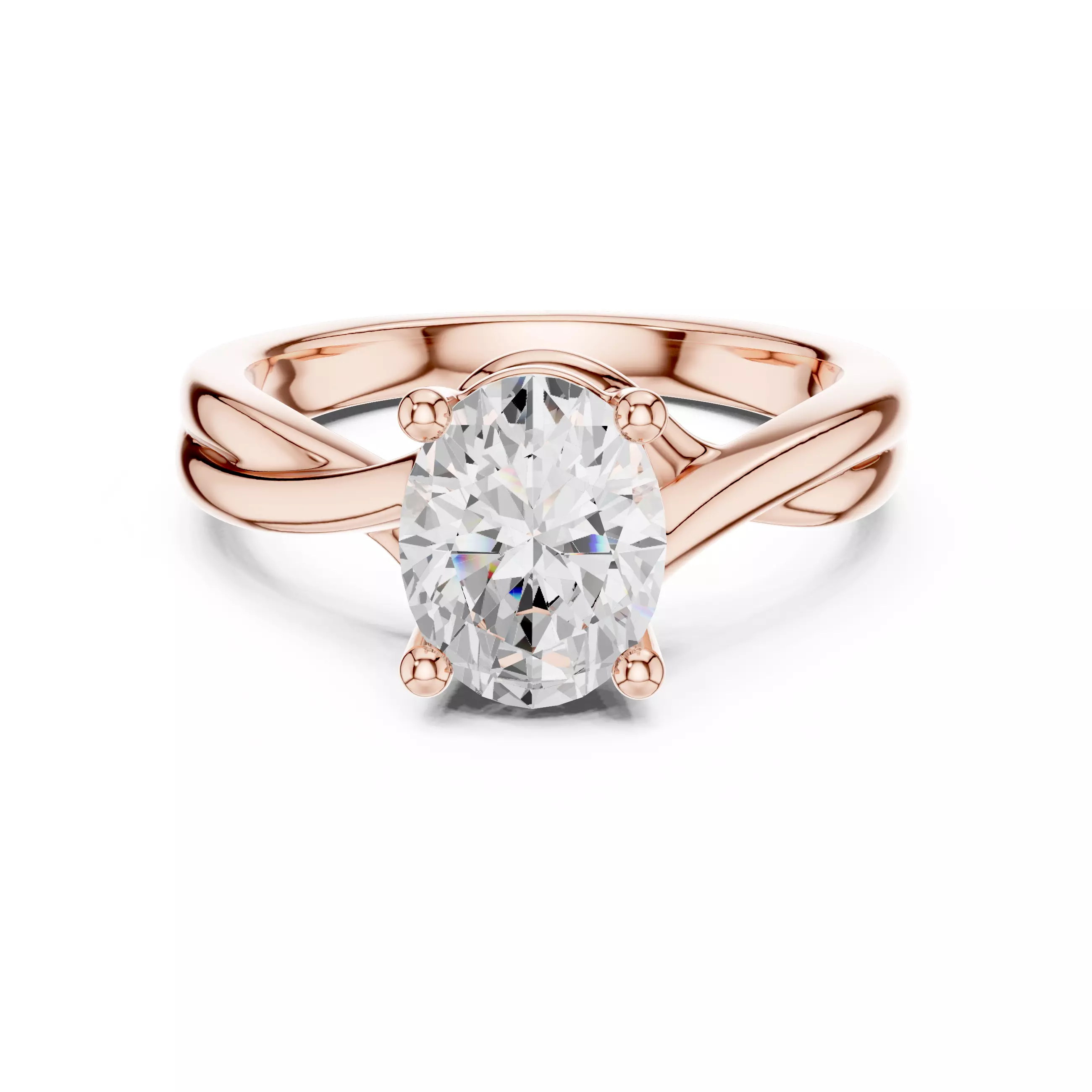 2CT Solitaire Oval Diamond Cross Over Wedding Ring 3DM STL Video 3D print model_0