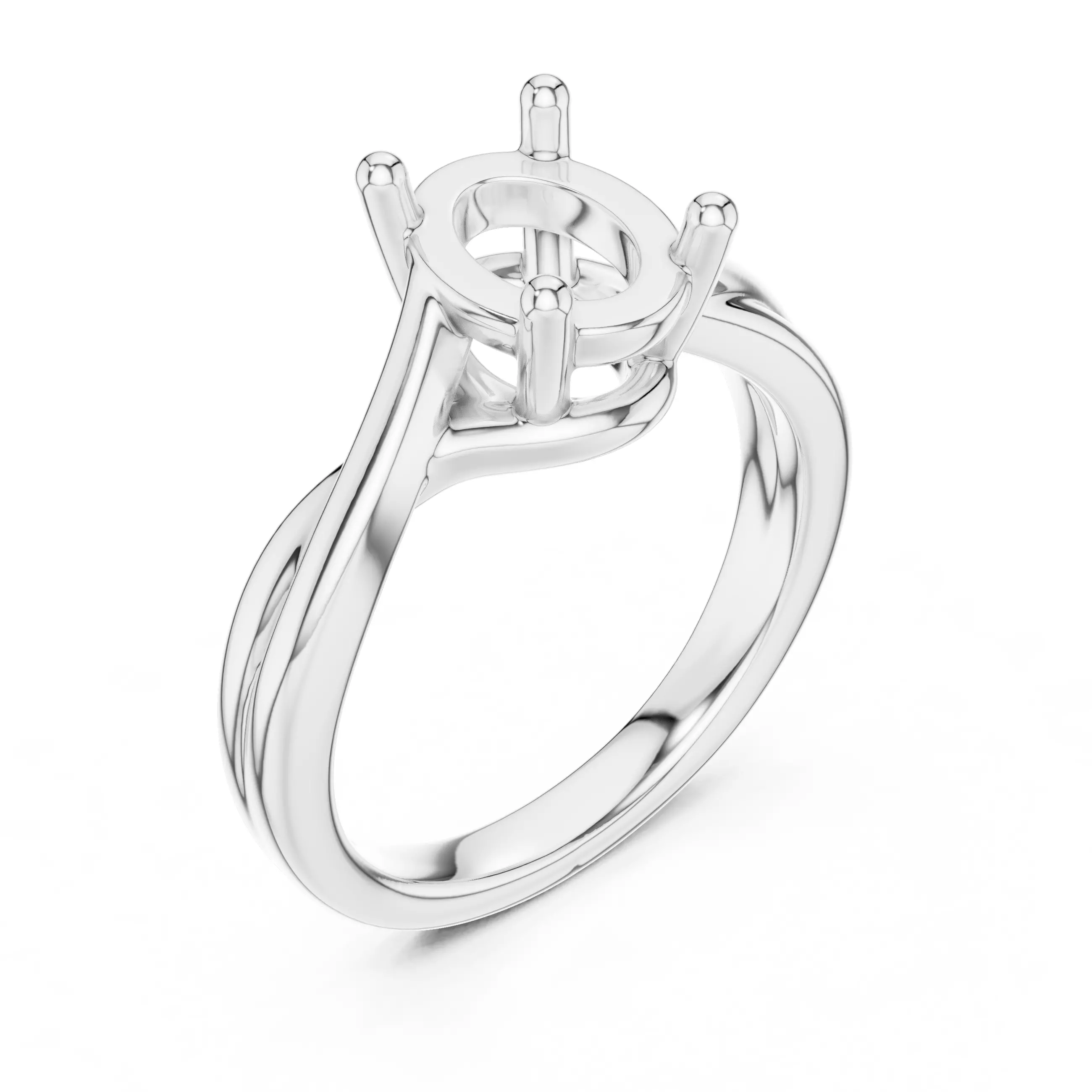 2CT Solitaire Oval Diamond Cross Over Wedding Ring 3DM STL Video 3D print model_10