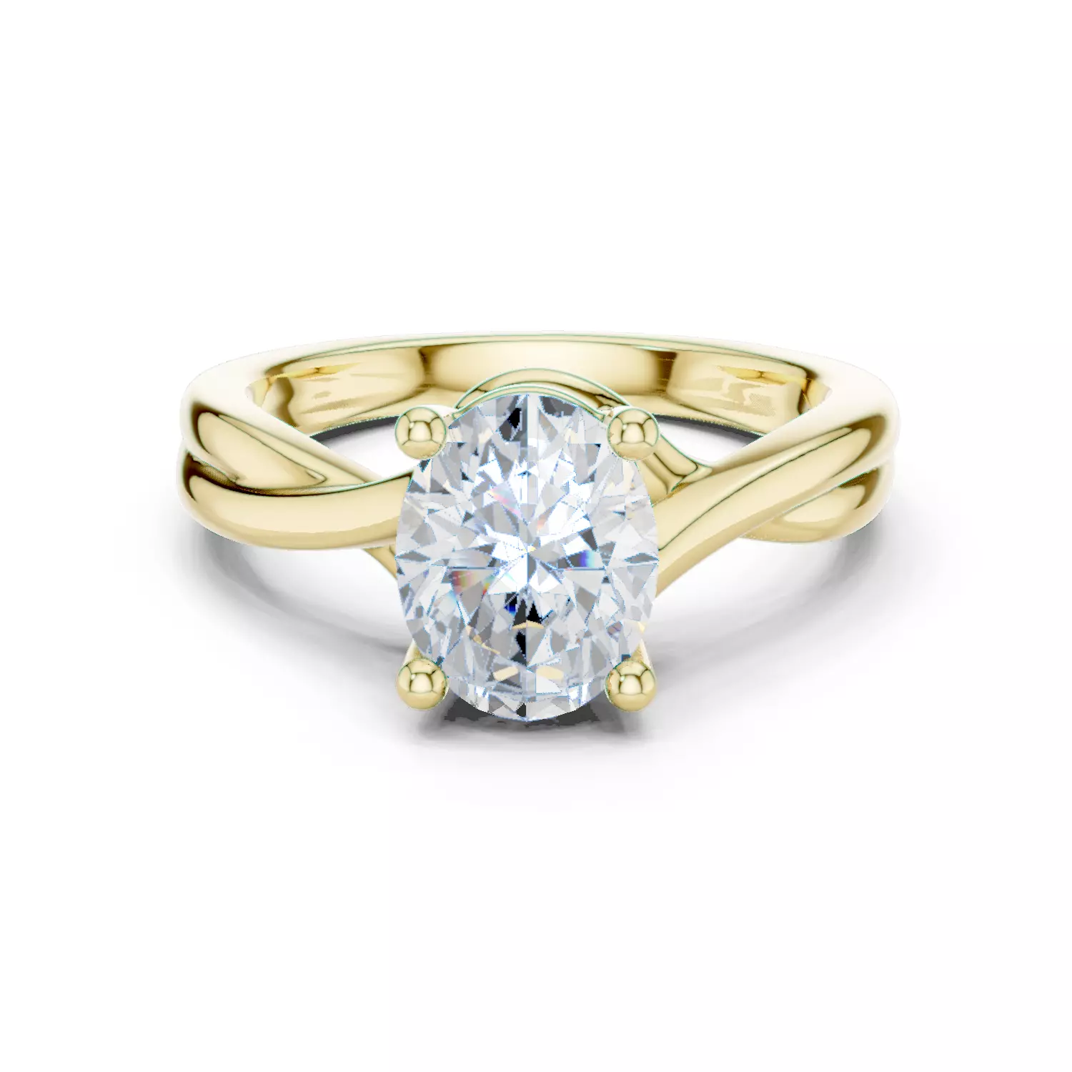 2CT Solitaire Oval Diamond Cross Over Wedding Ring 3DM STL Video 3D print model_13