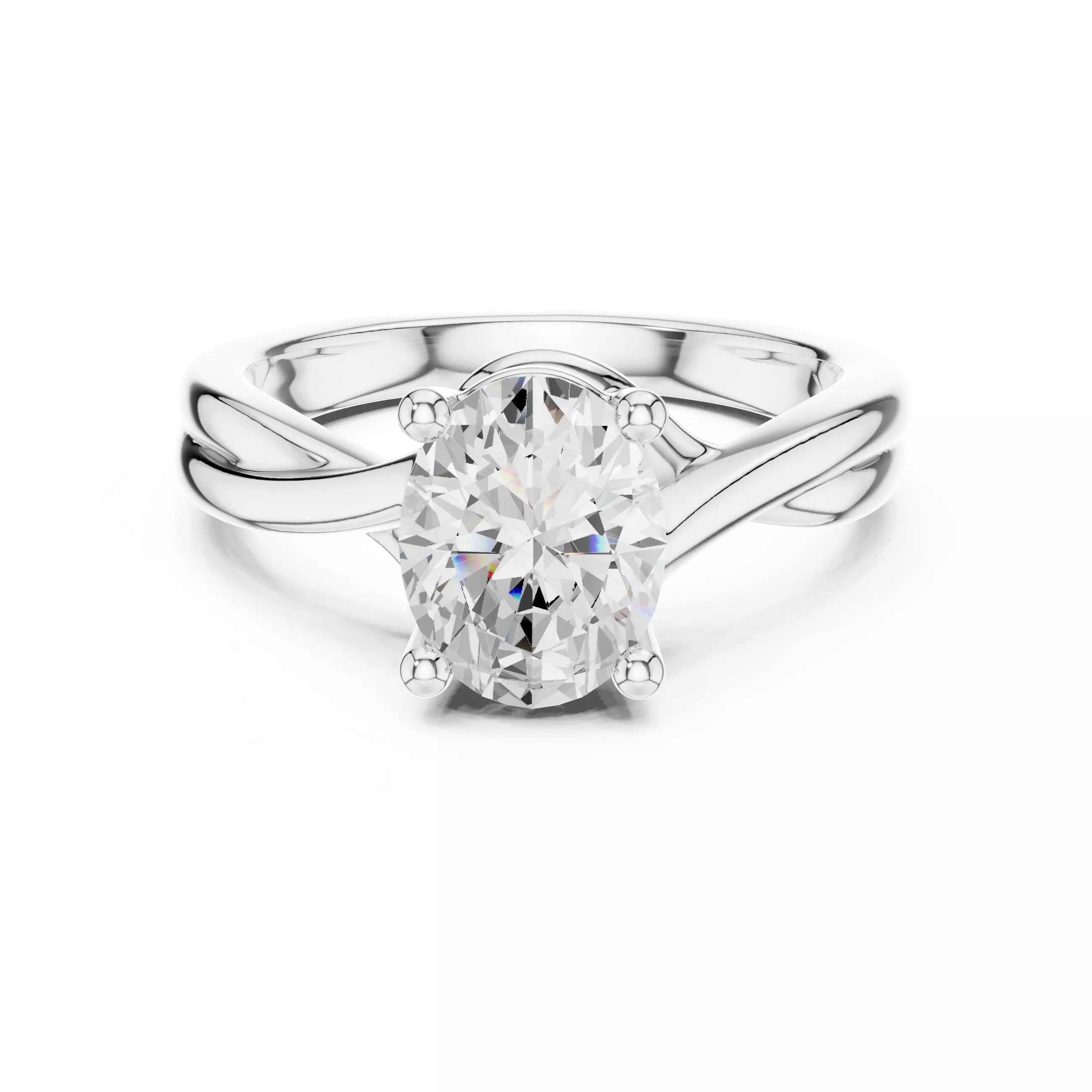 2CT Solitaire Oval Diamond Cross Over Wedding Ring 3DM STL Video 3D print model_2