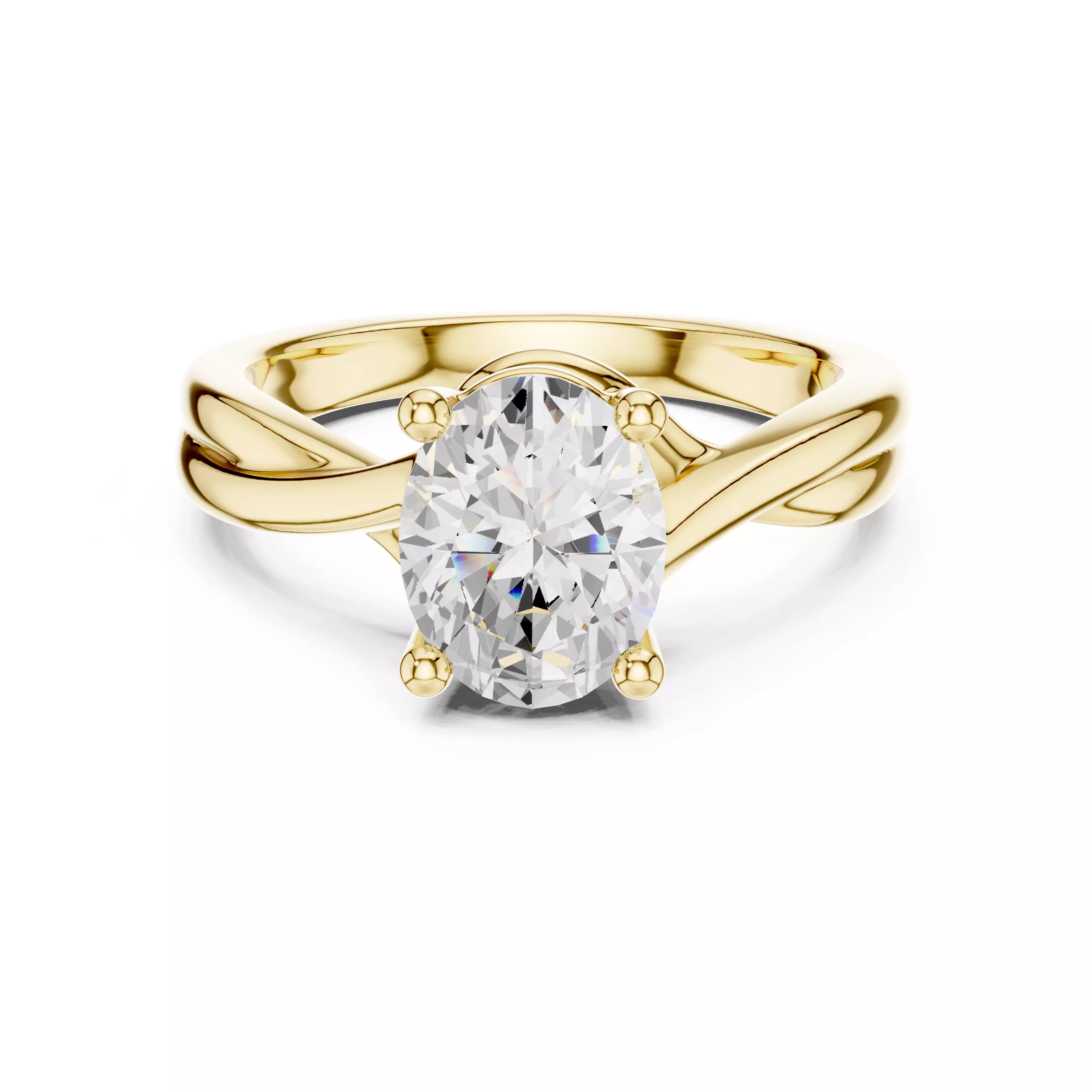 2CT Solitaire Oval Diamond Cross Over Wedding Ring 3DM STL Video 3D print model_1