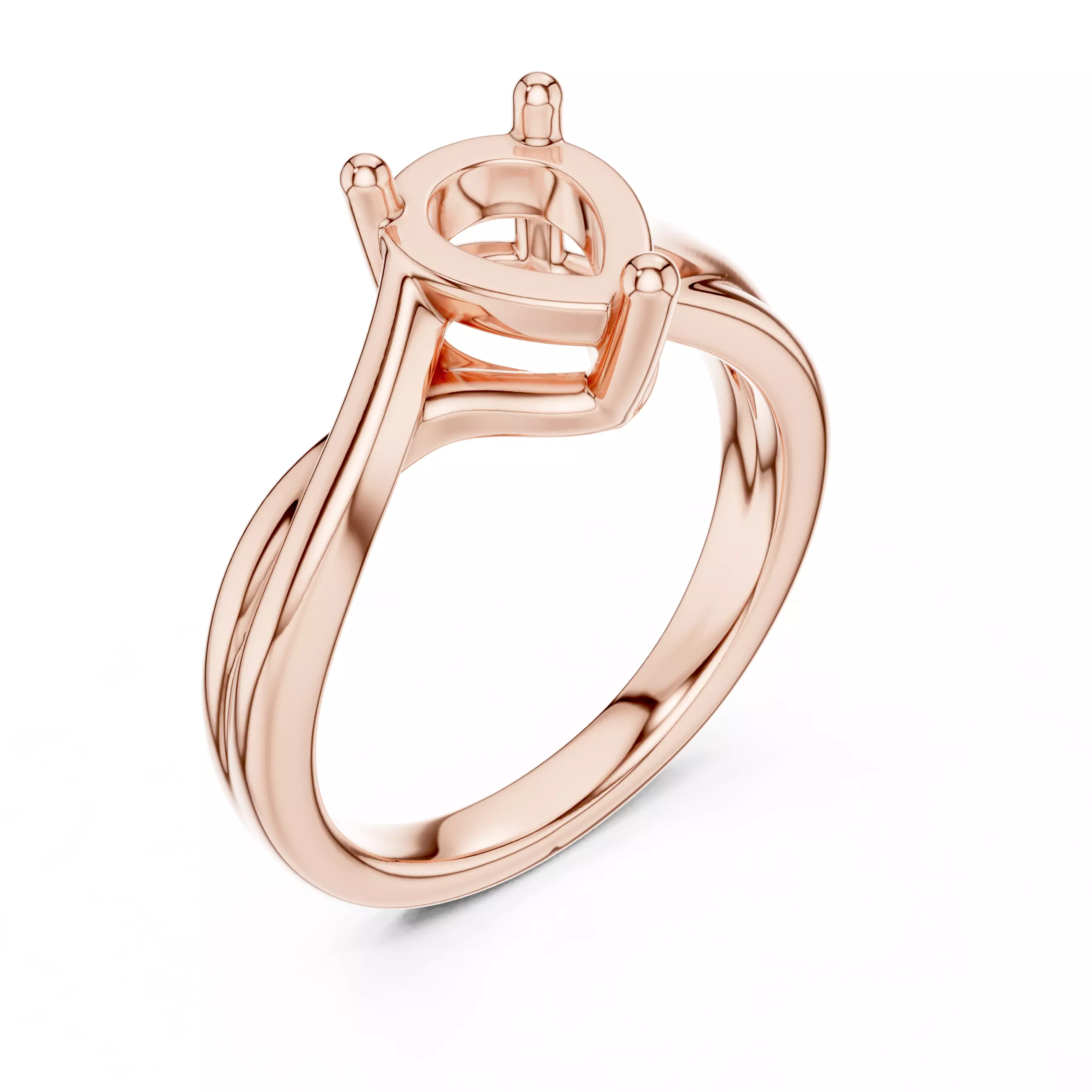 2CT Solitaire Pear Cut Twist Split Shank Ring 3DM STL Video 3D print model_4