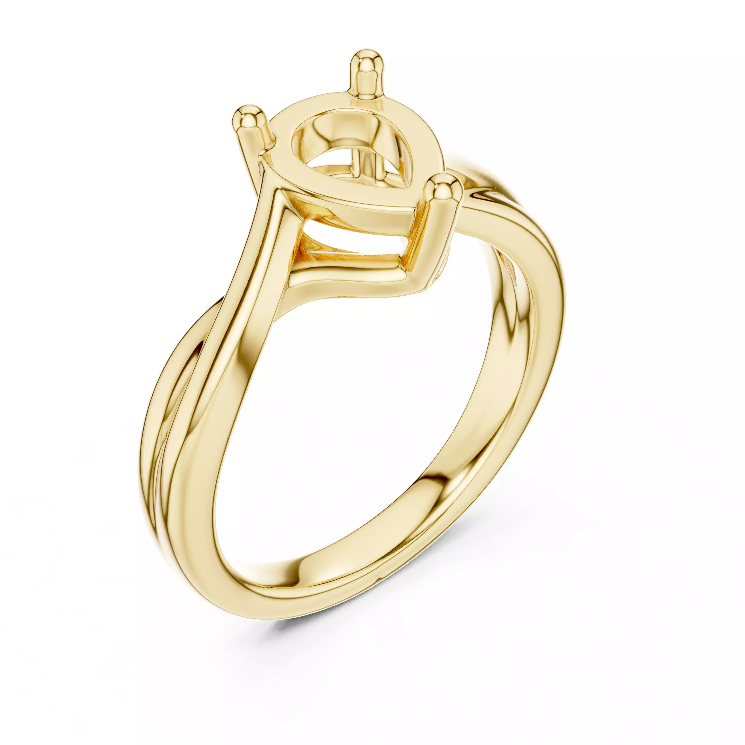 2CT Solitaire Pear Cut Twist Split Shank Ring 3DM STL Video 3D print model_7