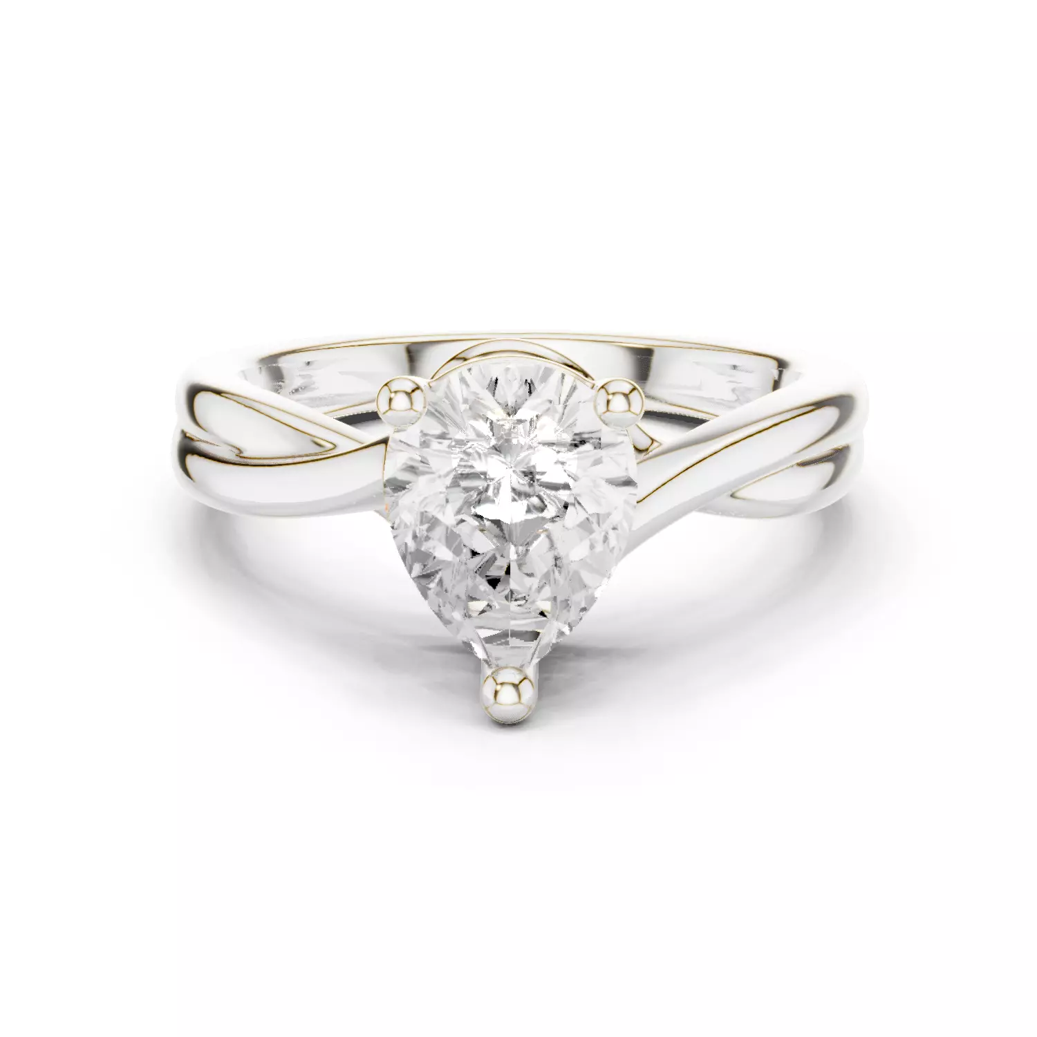 2CT Solitaire Pear Cut Twist Split Shank Ring 3DM STL Video 3D print model_14