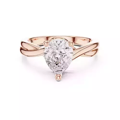 2CT Solitaire Pear Cut Twist Split Shank Ring 3DM STL Video 3D print model