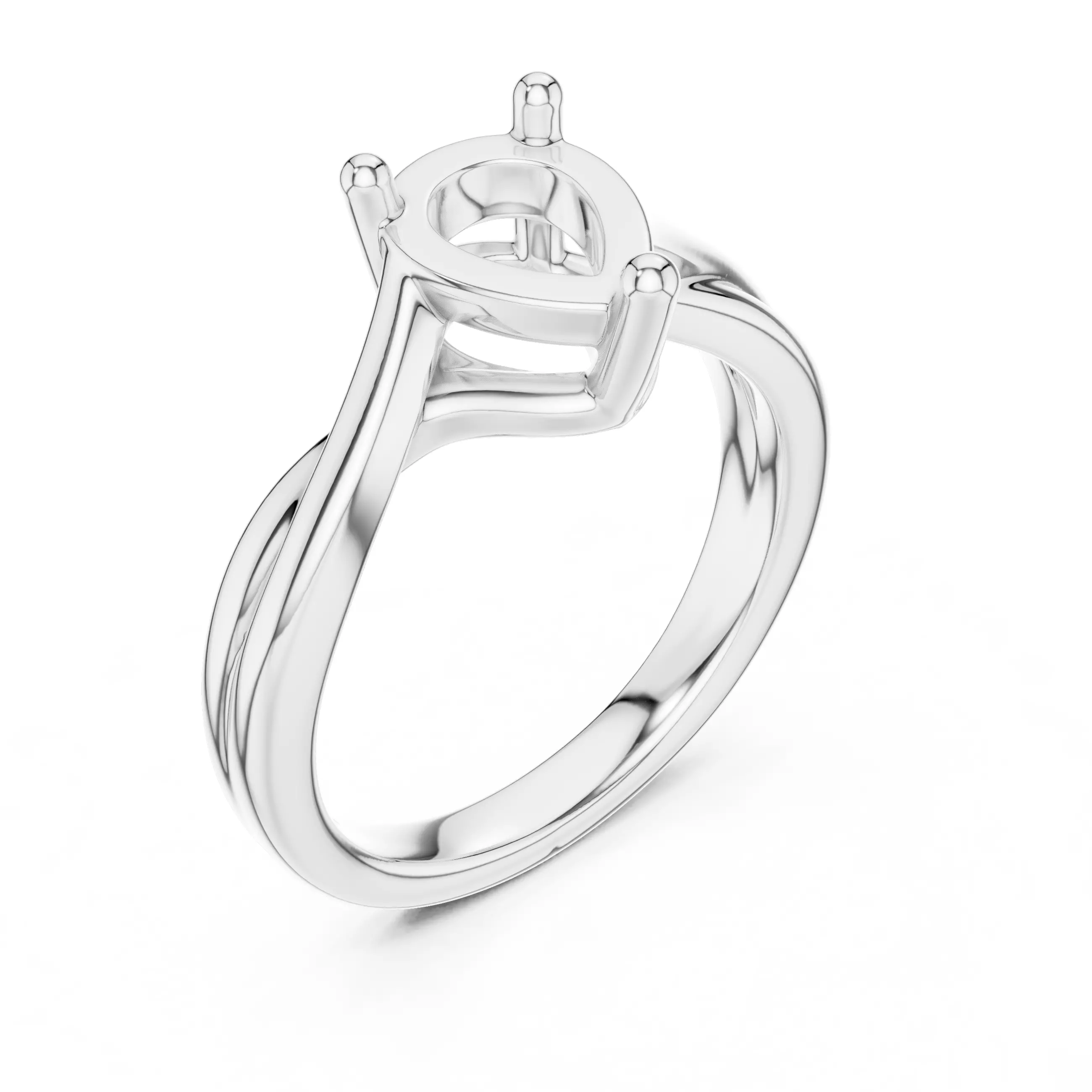 2CT Solitaire Pear Cut Twist Split Shank Ring 3DM STL Video 3D print model_10