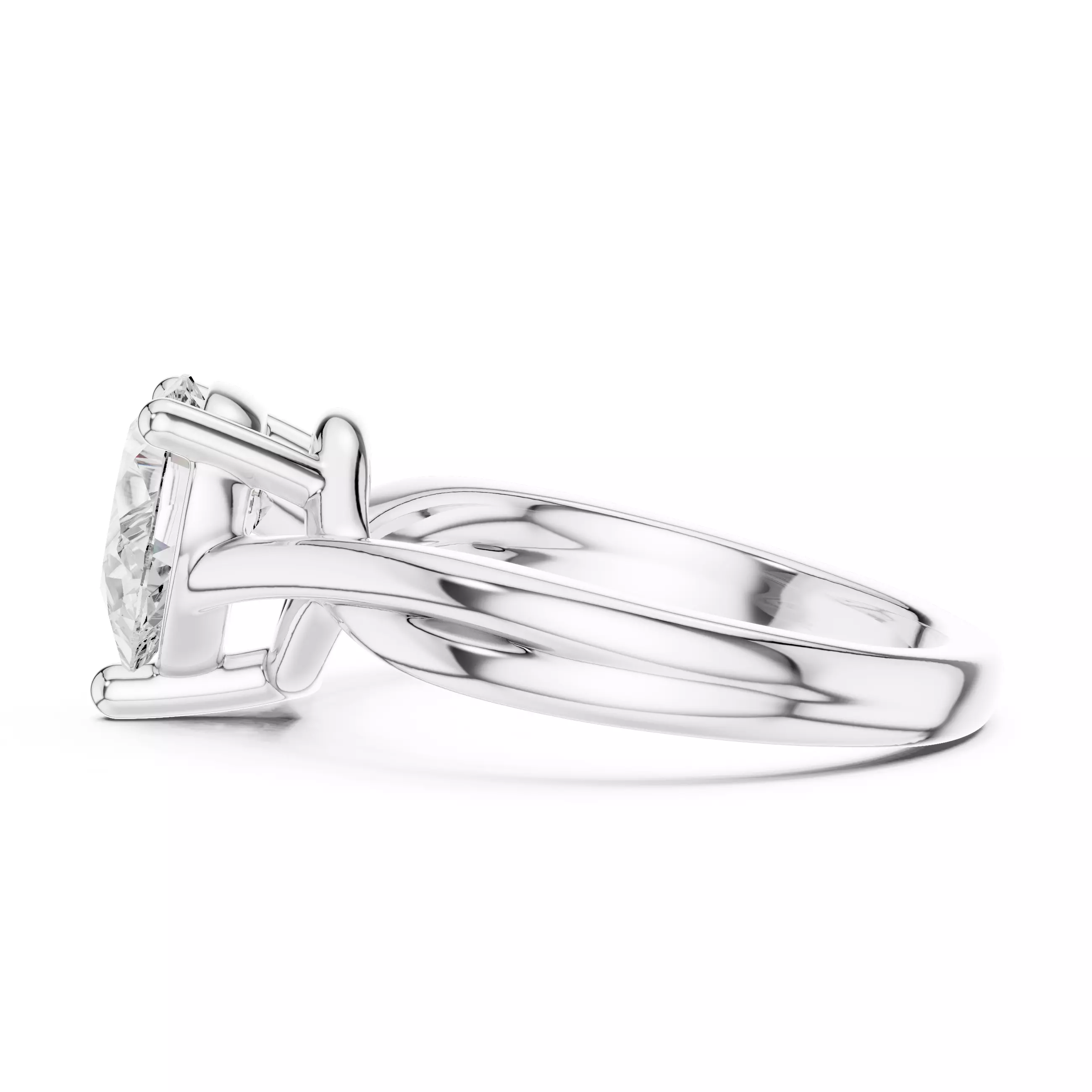 2CT Solitaire Pear Cut Twist Split Shank Ring 3DM STL Video 3D print model_11