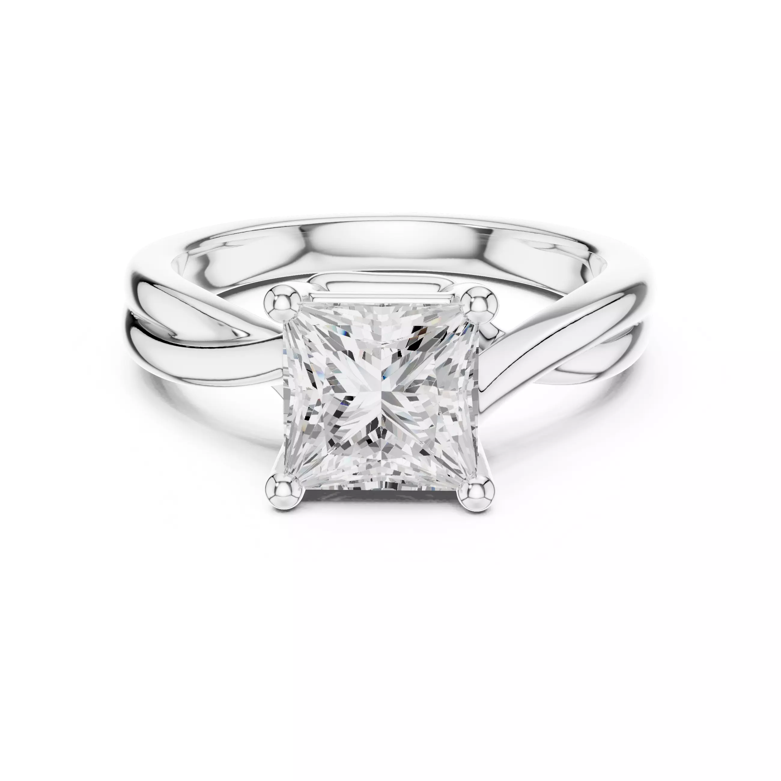 2CT Solitaire Princess Cut Split Shank Ring 3DM STL Video 3D print model_2