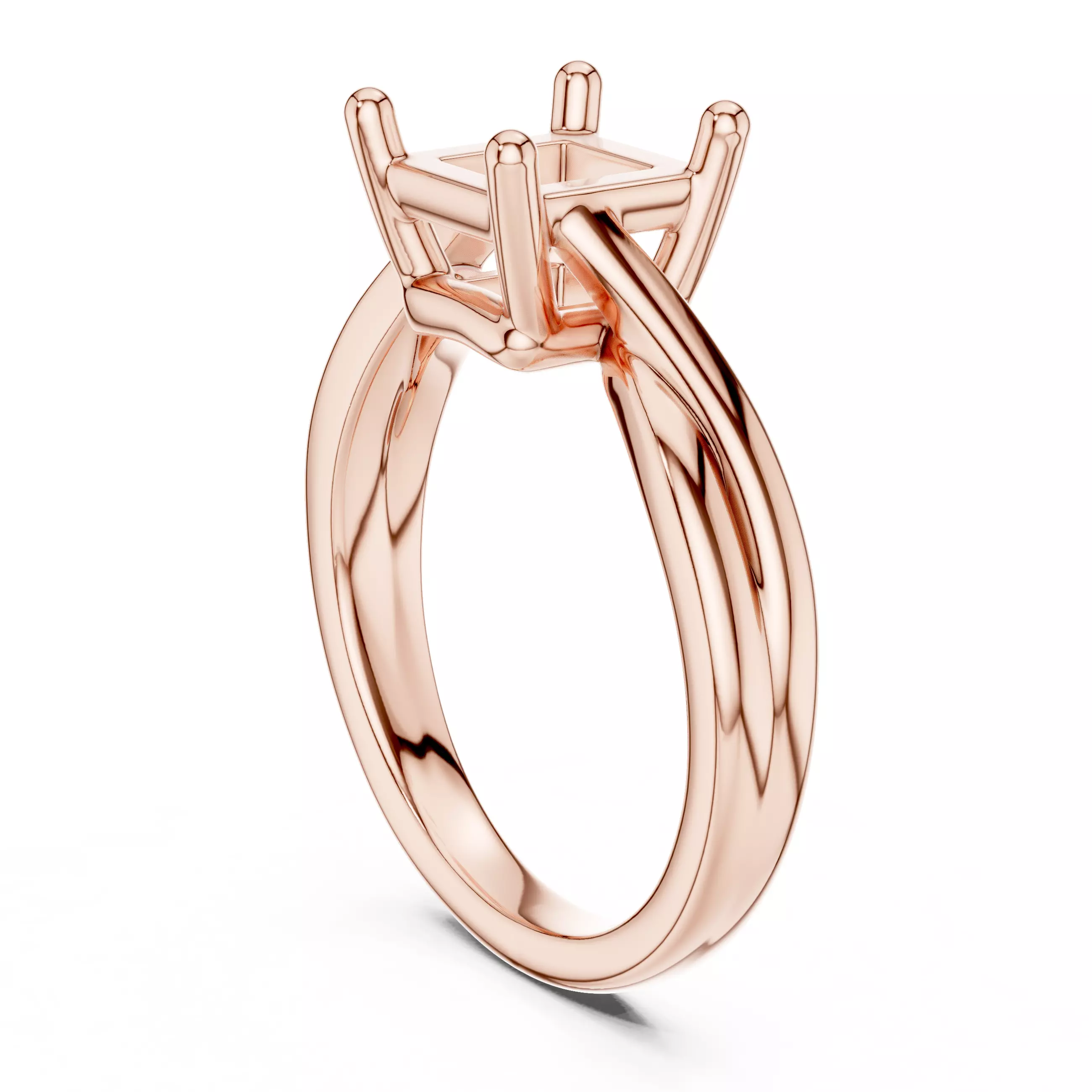 2CT Solitaire Princess Cut Split Shank Ring 3DM STL Video 3D print model_3