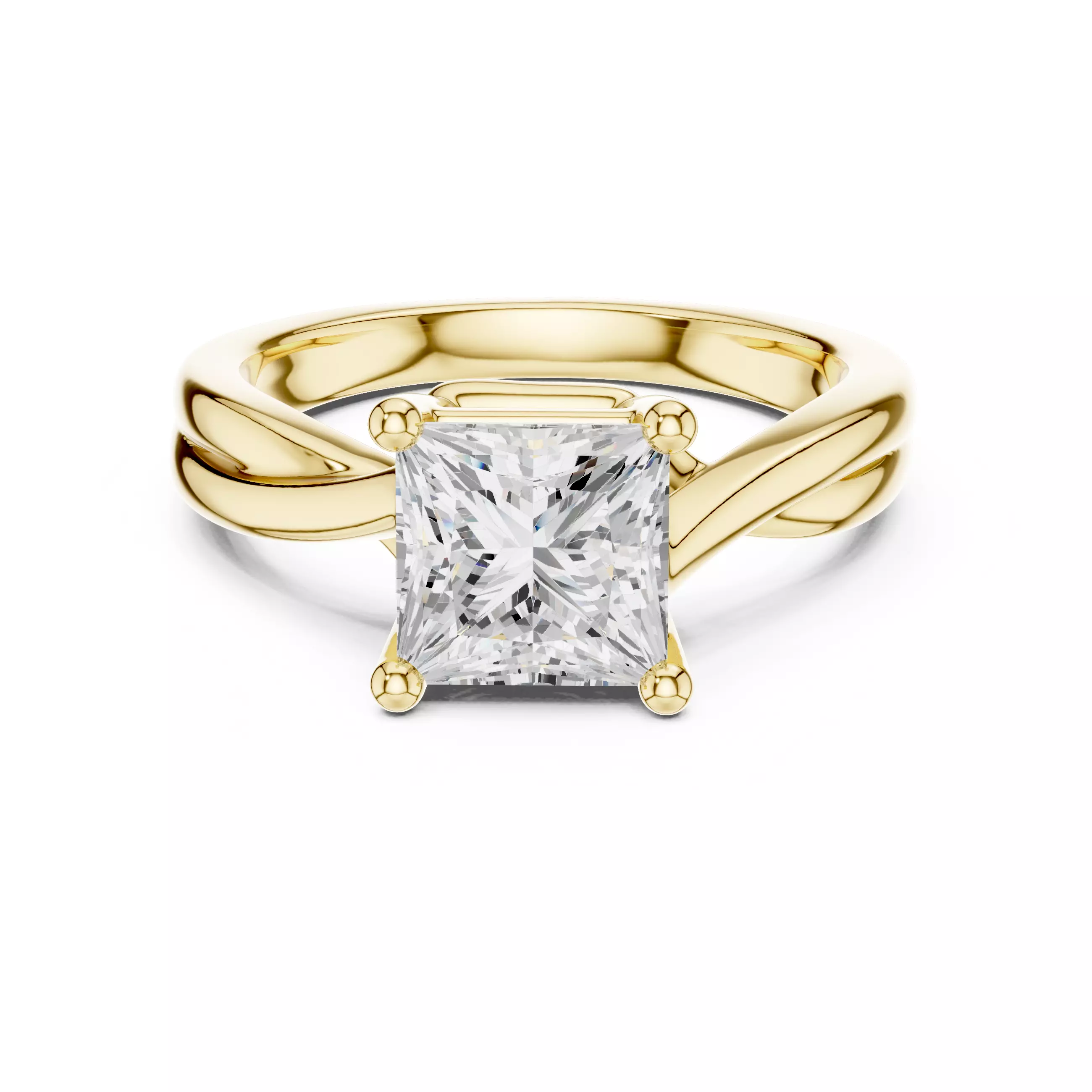 2CT Solitaire Princess Cut Split Shank Ring 3DM STL Video 3D print model_1