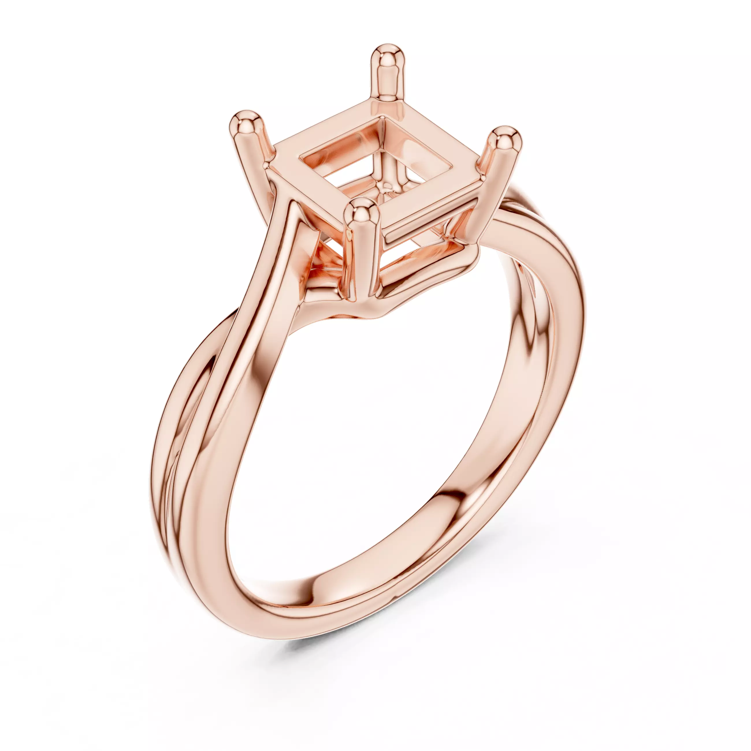 2CT Solitaire Princess Cut Split Shank Ring 3DM STL Video 3D print model_4