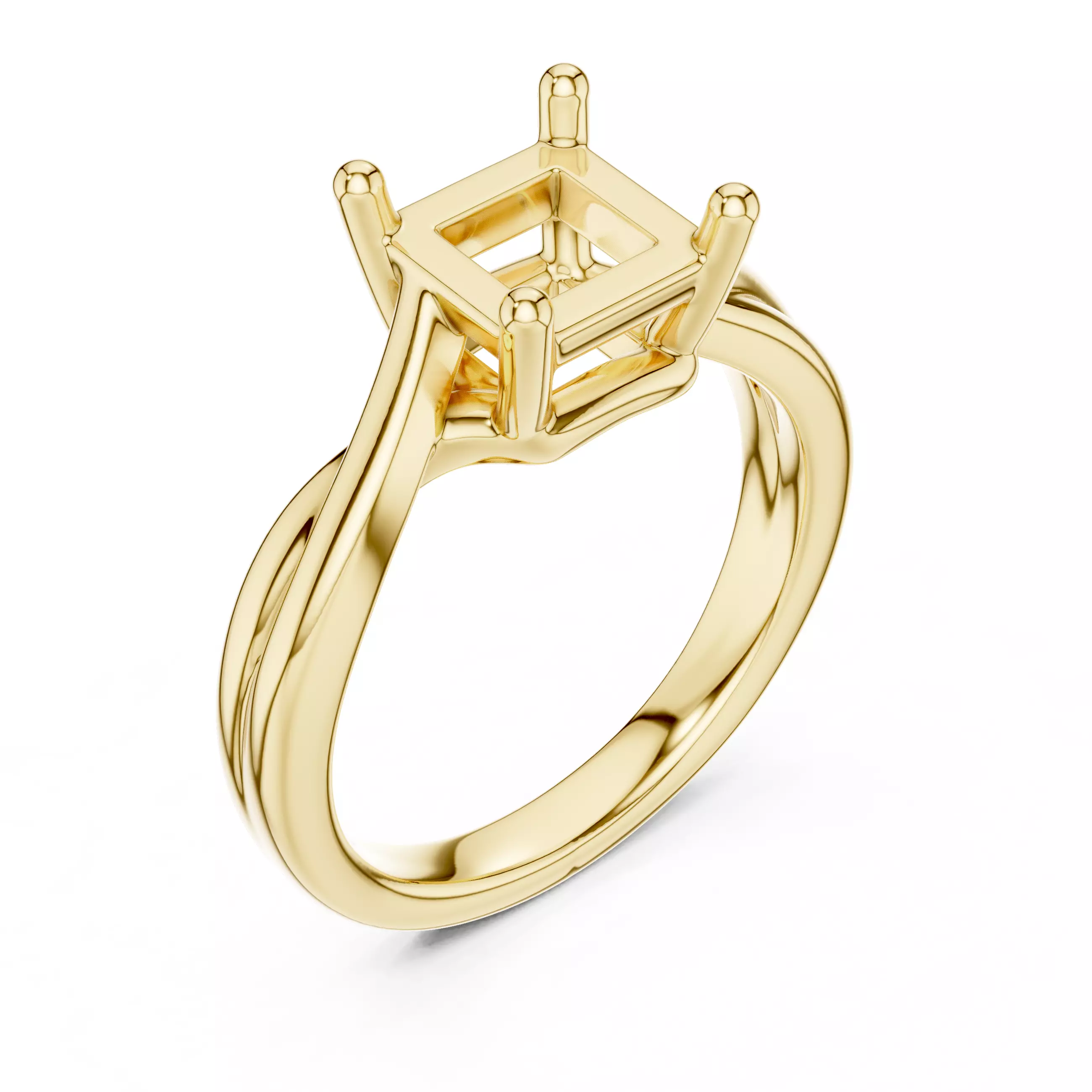 2CT Solitaire Princess Cut Split Shank Ring 3DM STL Video 3D print model_7