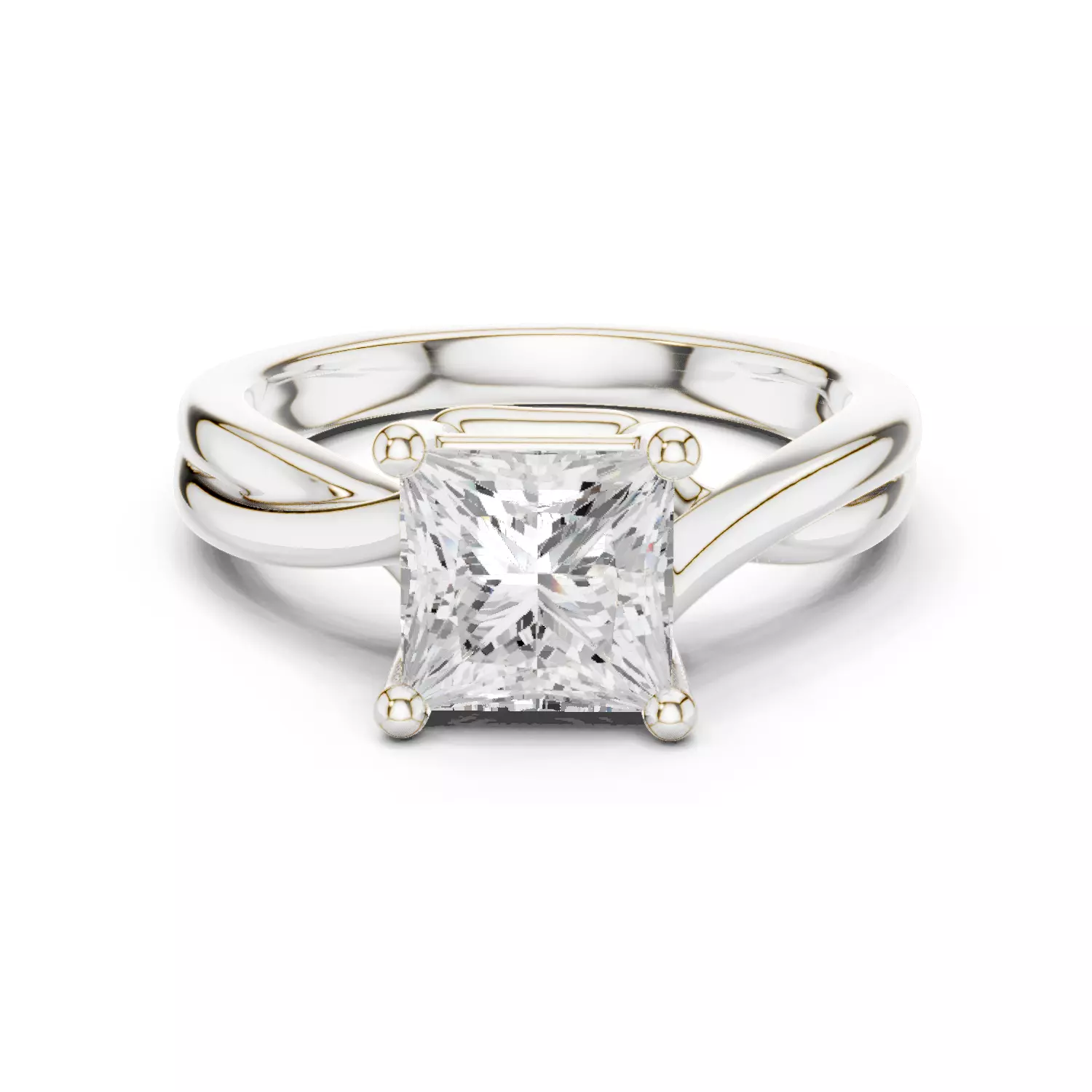 2CT Solitaire Princess Cut Split Shank Ring 3DM STL Video 3D print model_14