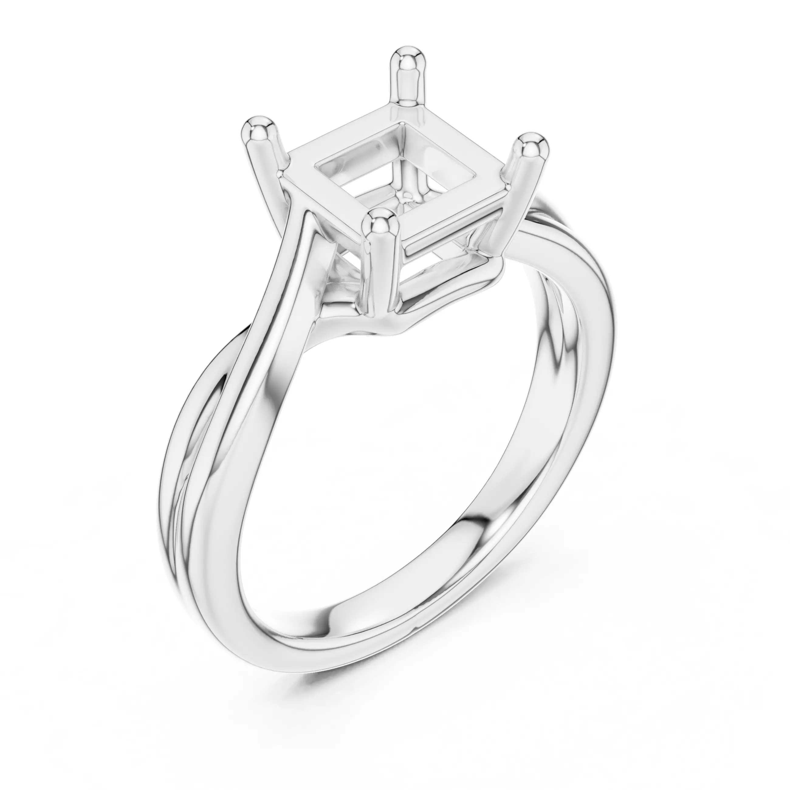 2CT Solitaire Princess Cut Split Shank Ring 3DM STL Video 3D print model_10