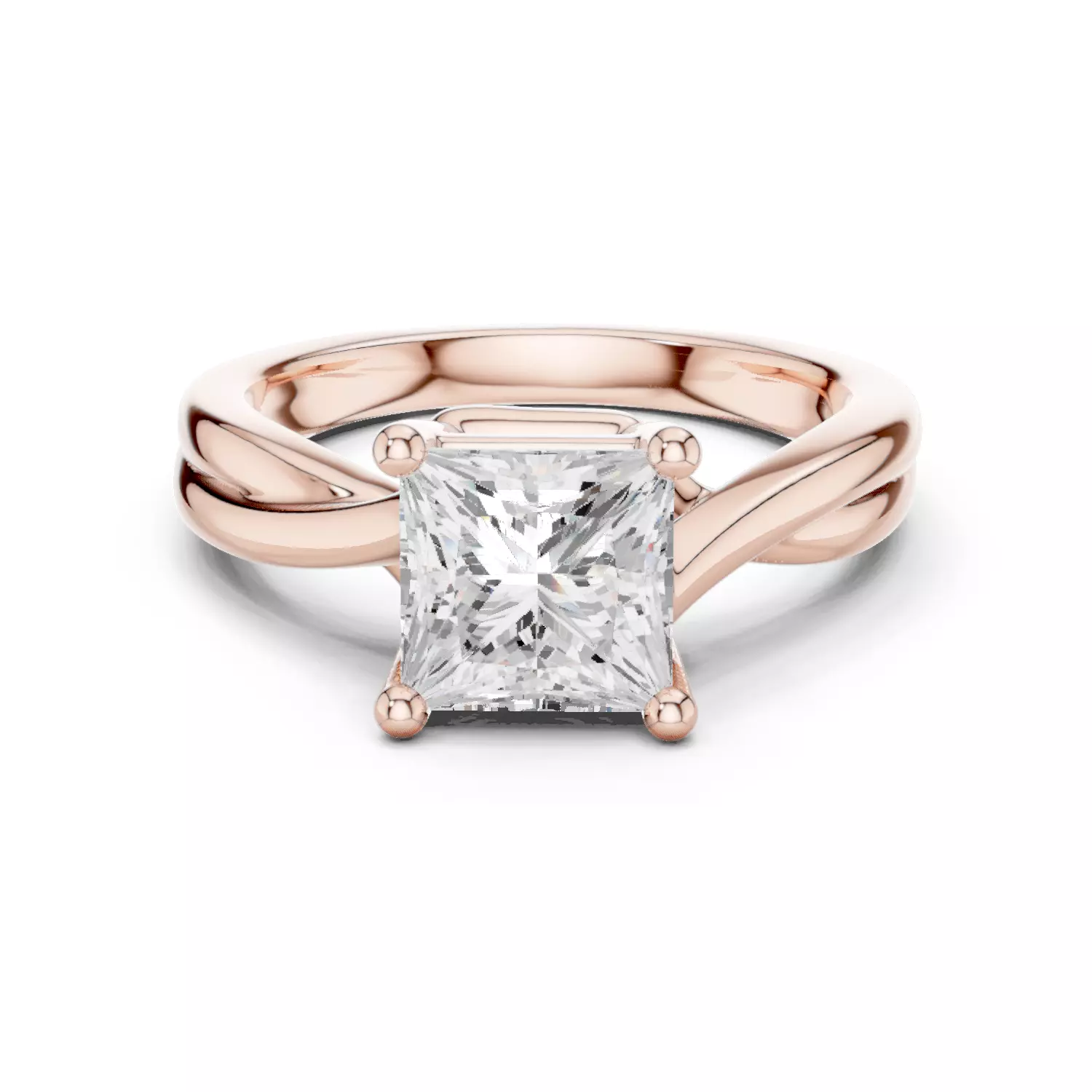 2CT Solitaire Princess Cut Split Shank Ring 3DM STL Video 3D print model_12