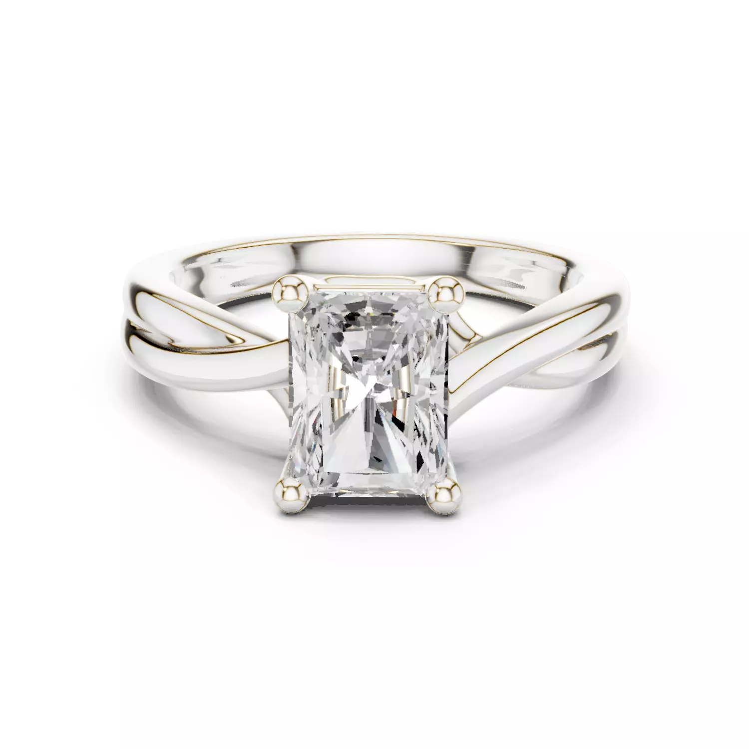 2CT Solitaire Radiant Cut Diamond Twist Ring 3DM STL Video 3D print model_14