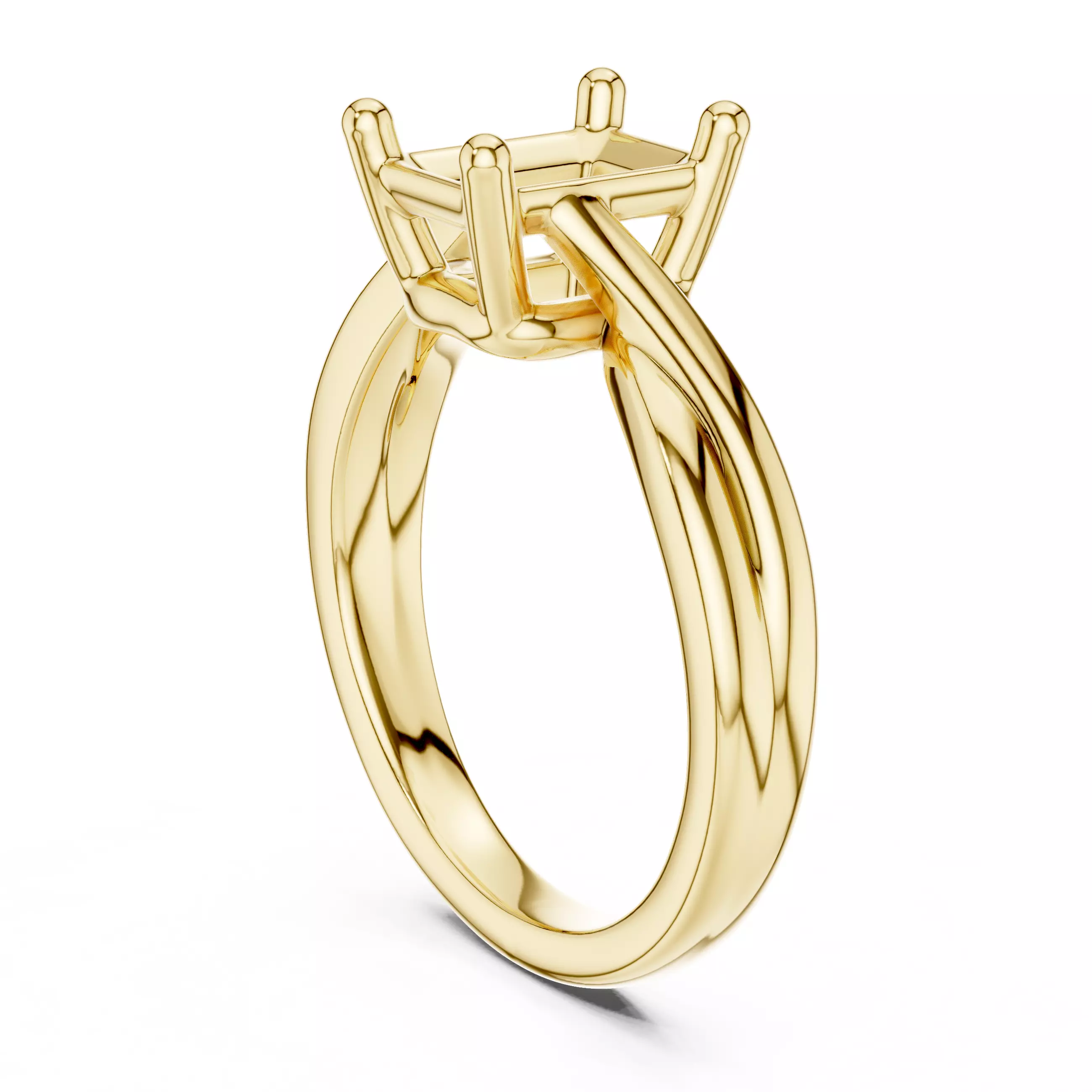 2CT Solitaire Radiant Cut Diamond Twist Ring 3DM STL Video 3D print model_6