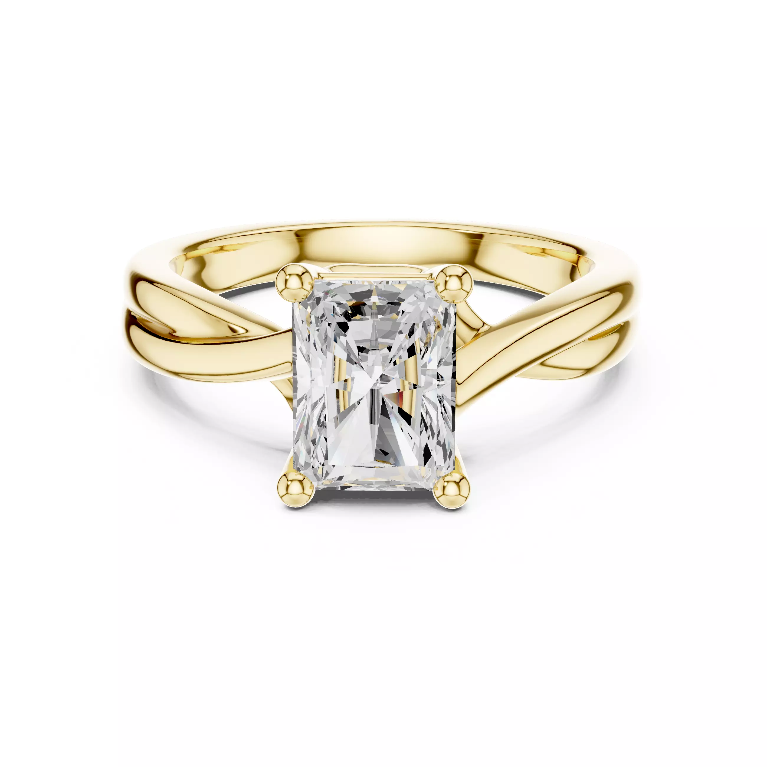 2CT Solitaire Radiant Cut Diamond Twist Ring 3DM STL Video 3D print model_1