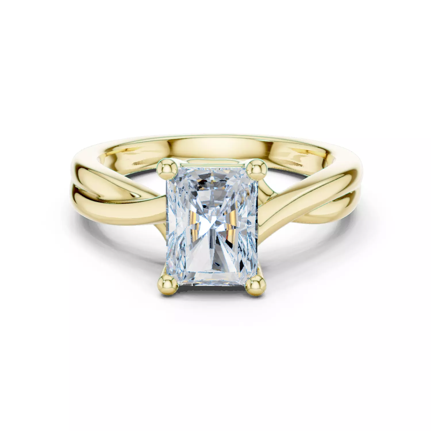 2CT Solitaire Radiant Cut Diamond Twist Ring 3DM STL Video 3D print model_13