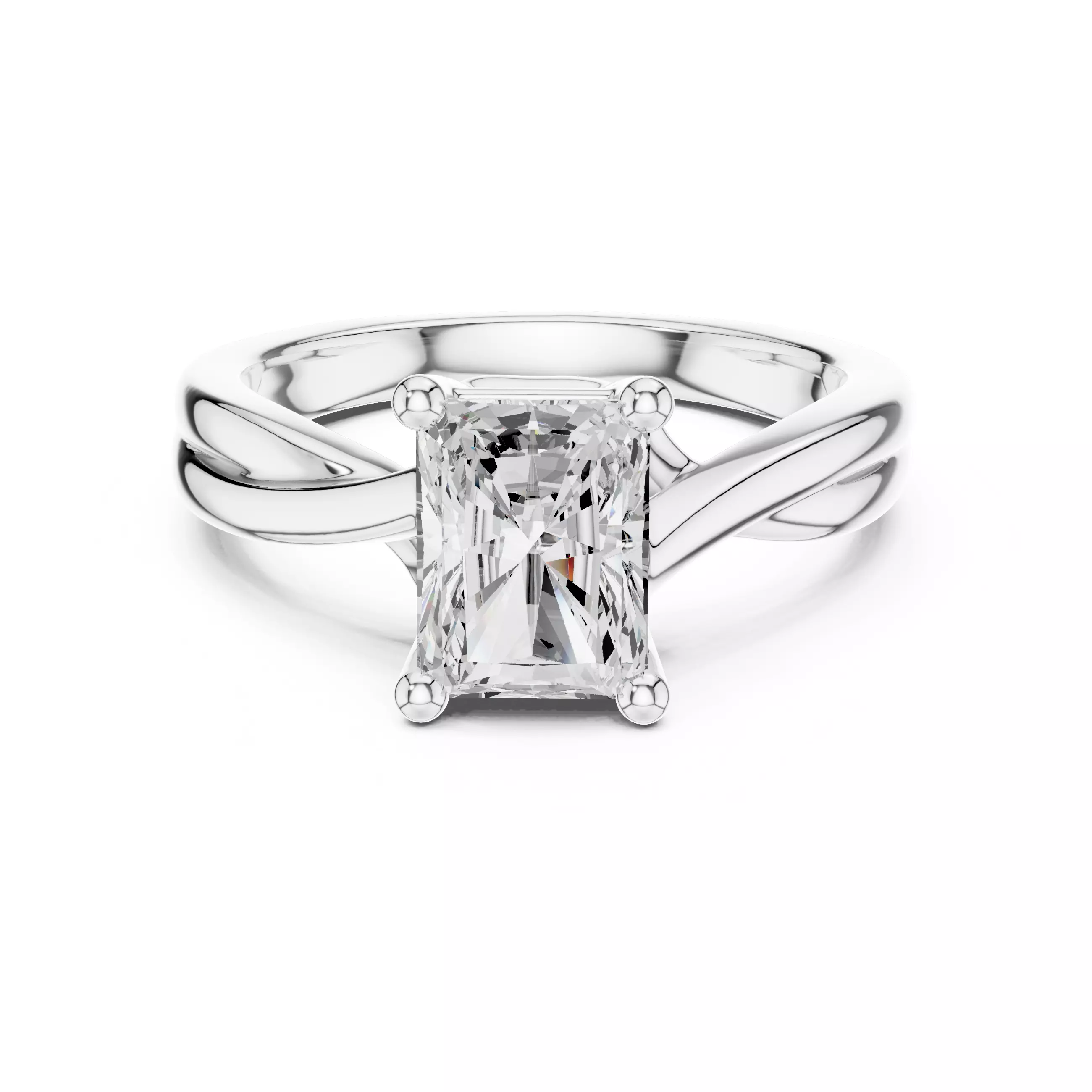 2CT Solitaire Radiant Cut Diamond Twist Ring 3DM STL Video 3D print model_2