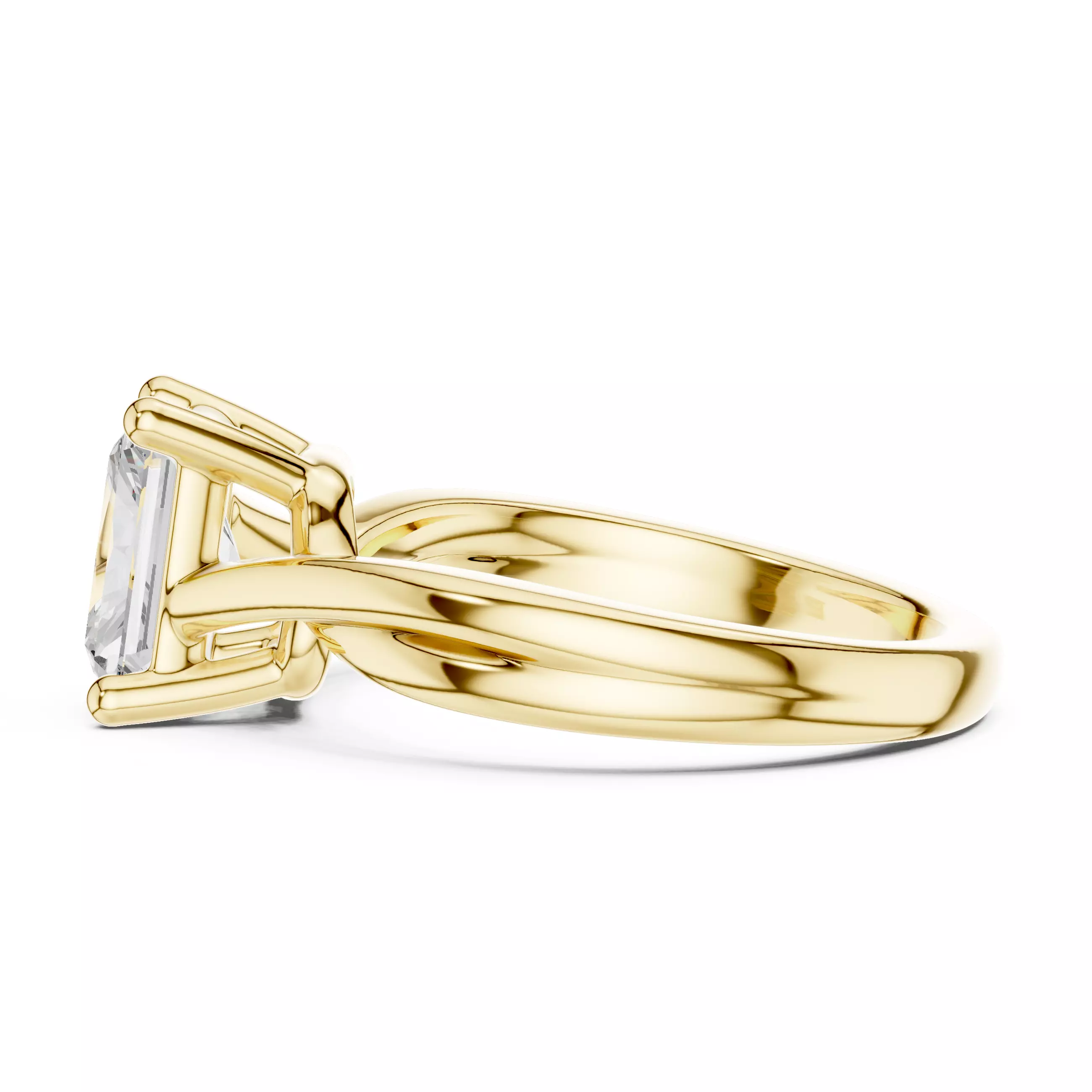 2CT Solitaire Radiant Cut Diamond Twist Ring 3DM STL Video 3D print model_8