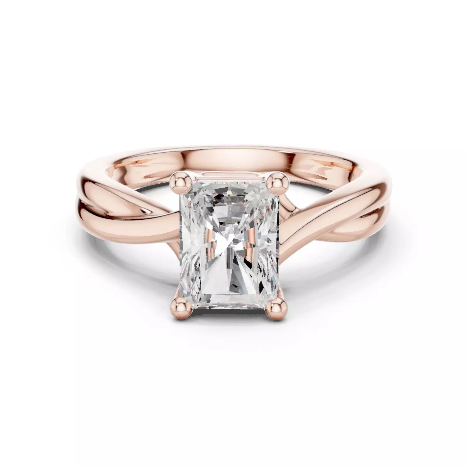 2CT Solitaire Radiant Cut Diamond Twist Ring 3DM STL Video 3D print model_12