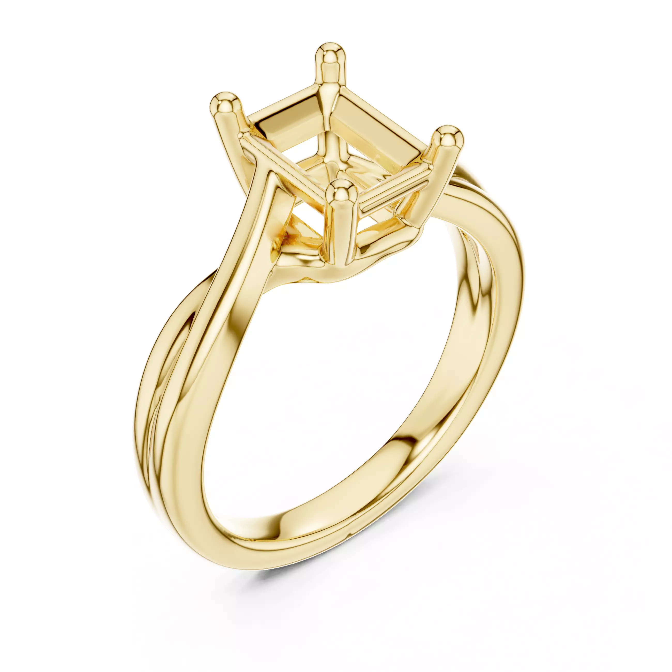 2CT Solitaire Radiant Cut Diamond Twist Ring 3DM STL Video 3D print model_7