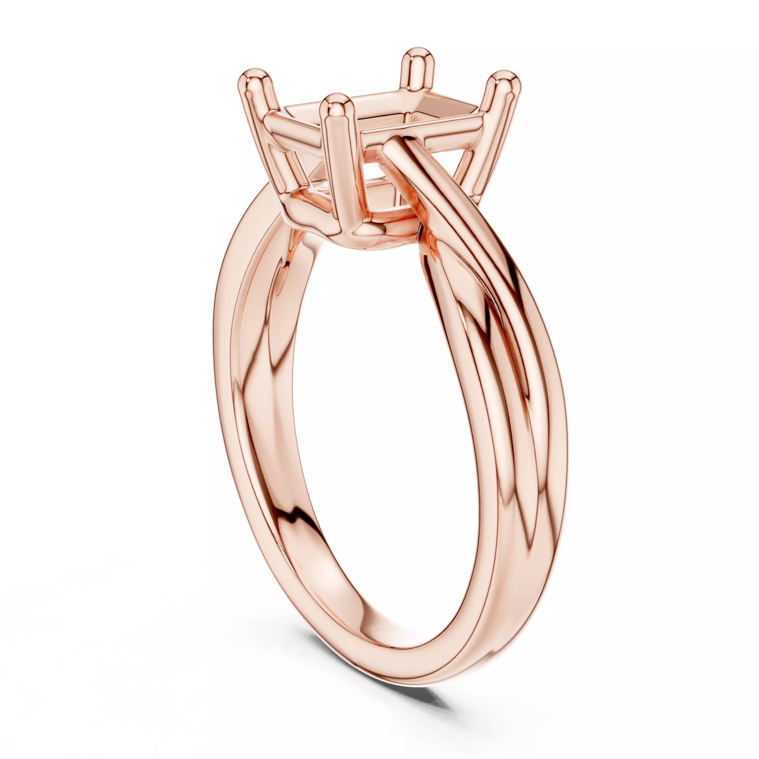 2CT Solitaire Radiant Cut Diamond Twist Ring 3DM STL Video 3D print model_3