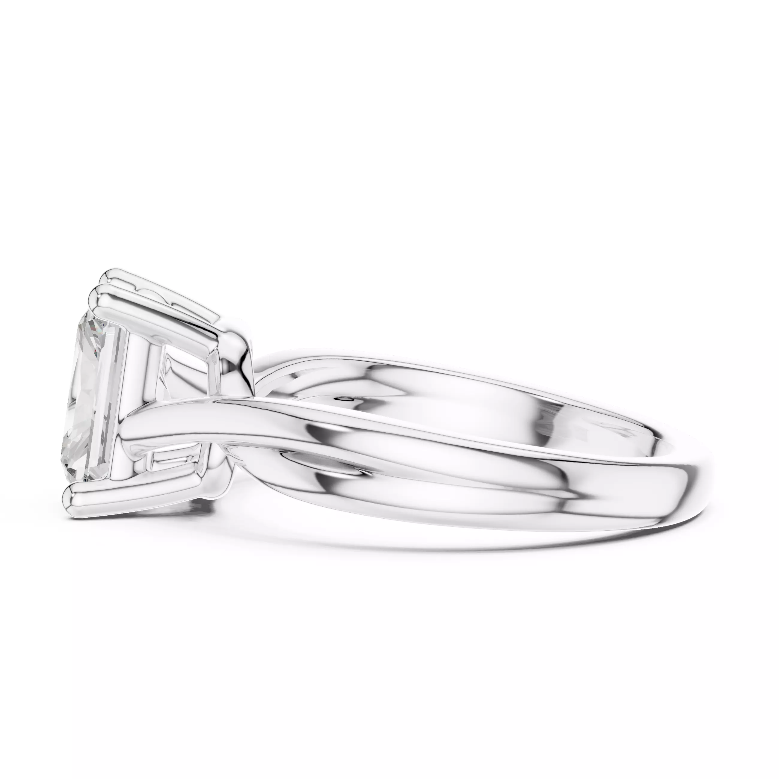 2CT Solitaire Radiant Cut Diamond Twist Ring 3DM STL Video 3D print model_11