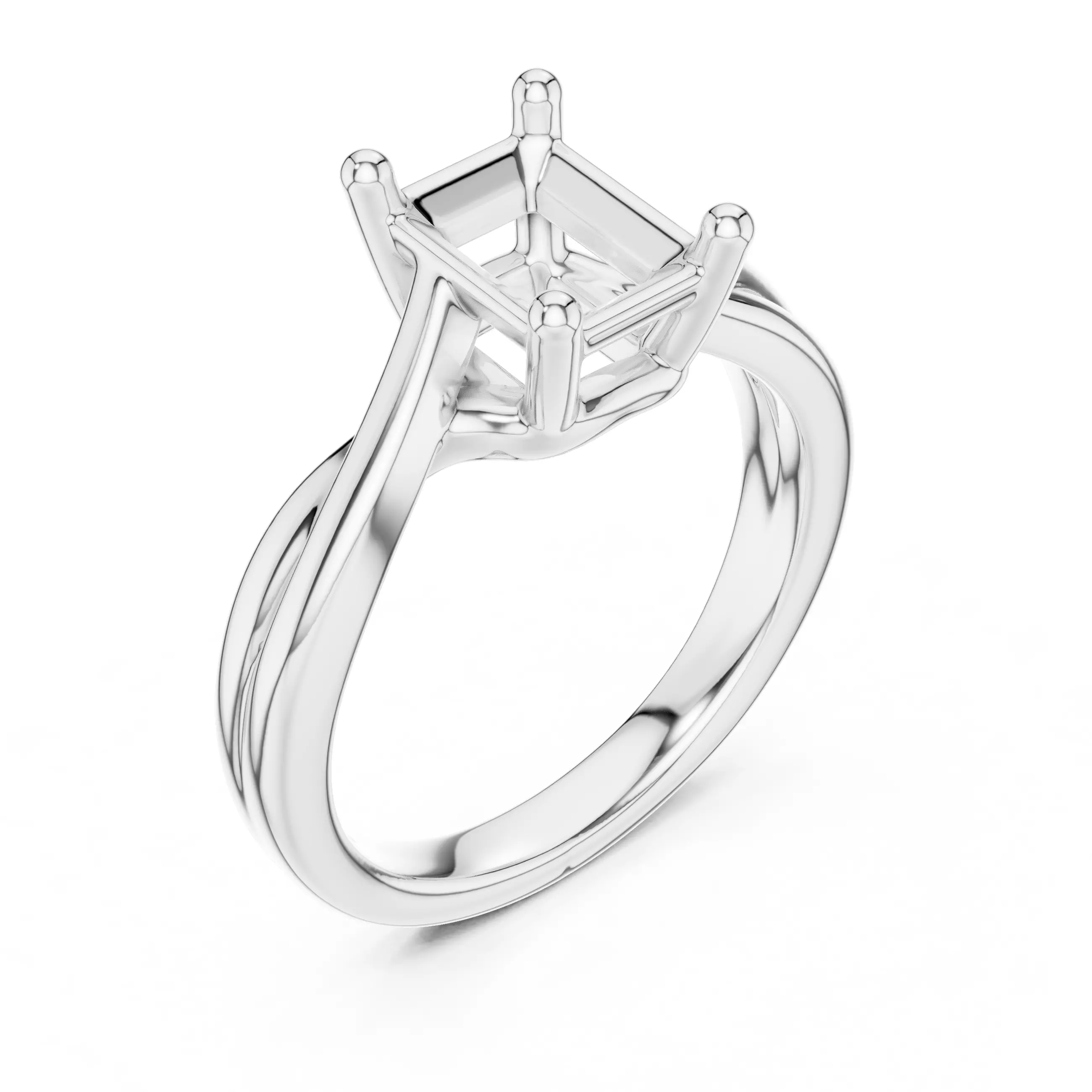 2CT Solitaire Radiant Cut Diamond Twist Ring 3DM STL Video 3D print model_10