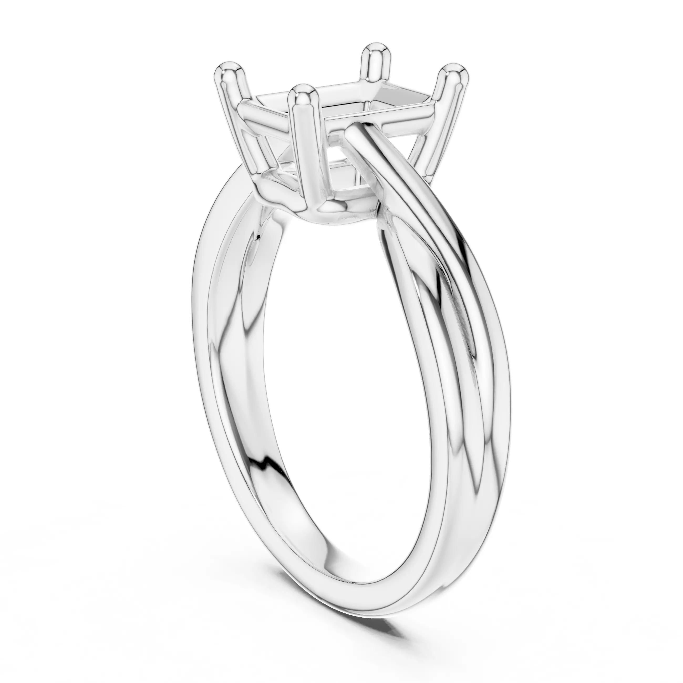 2CT Solitaire Radiant Cut Diamond Twist Ring 3DM STL Video 3D print model_9