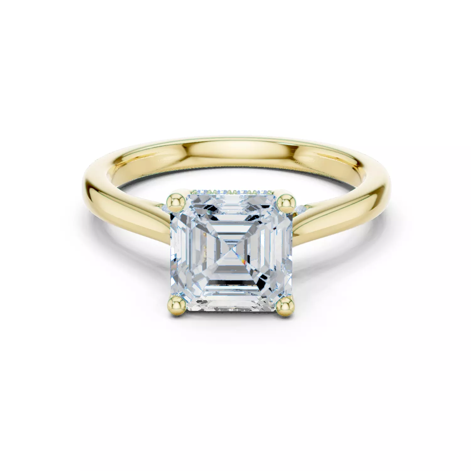 2CT Asscher Cut Hidden Halo Diamond On Bridge Ring 3DM STL Video 3D print model_13