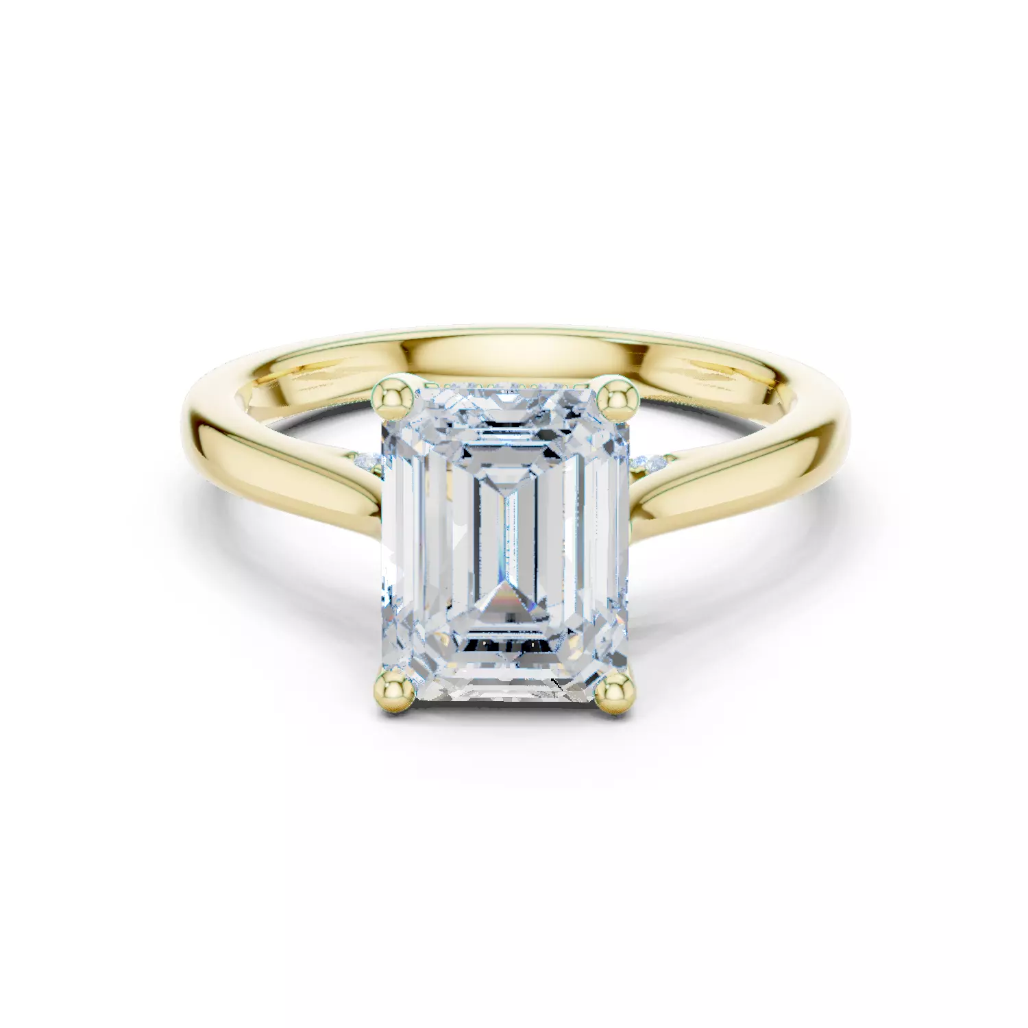 2CT Emerald Cut Hidden Halo Diamond On Bridge Ring 3DM STL Video 3D print model_13