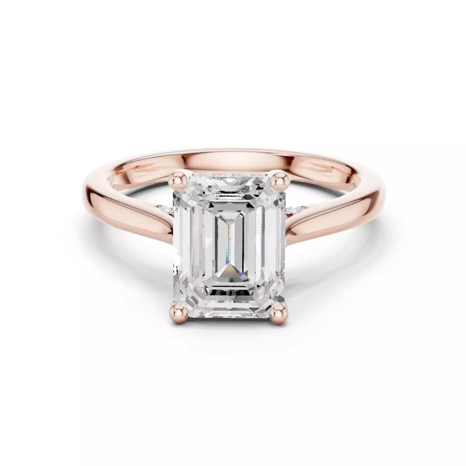 2CT Emerald Cut Hidden Halo Diamond On Bridge Ring 3DM STL Video 3D print model_12