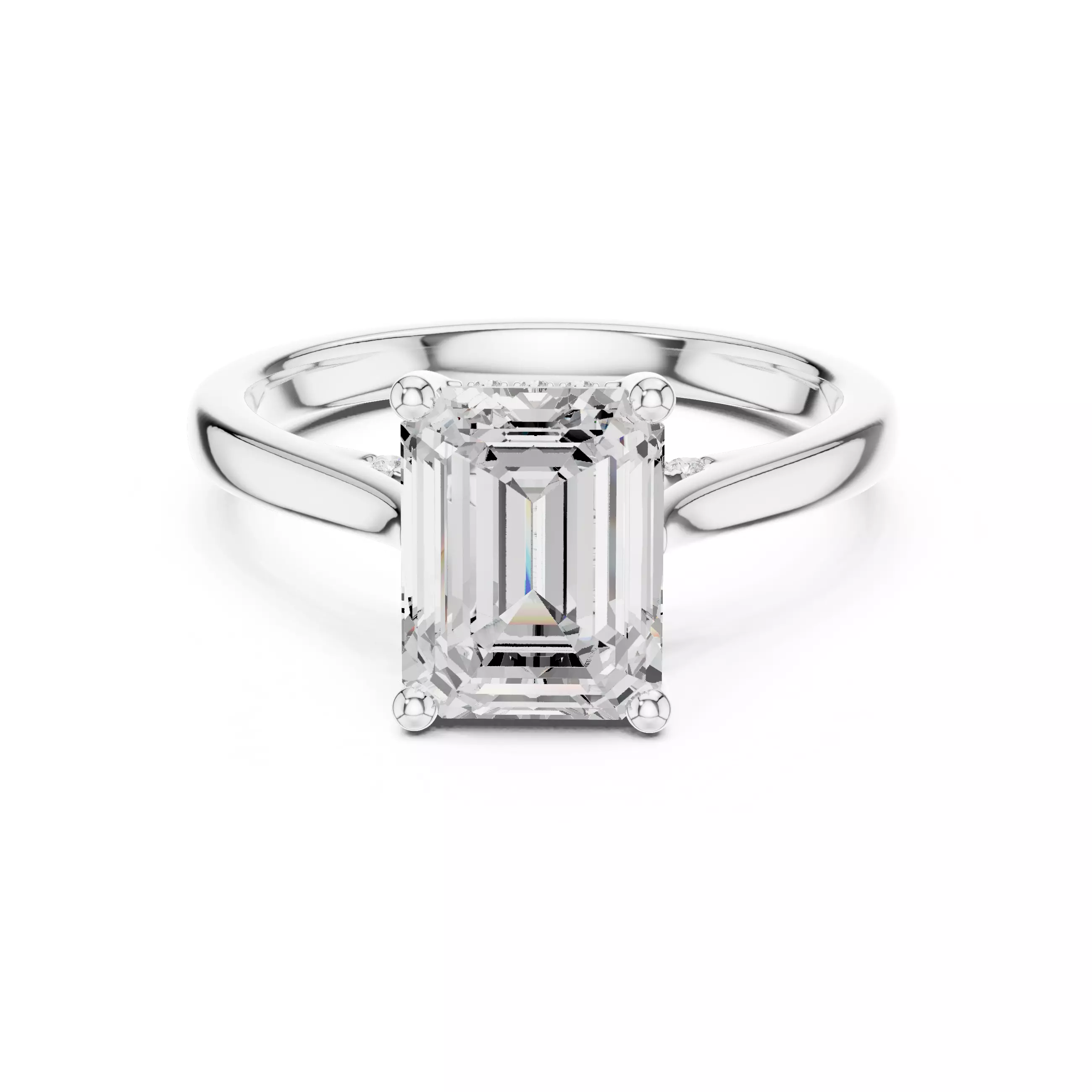 2CT Emerald Cut Hidden Halo Diamond On Bridge Ring 3DM STL Video 3D print model_2