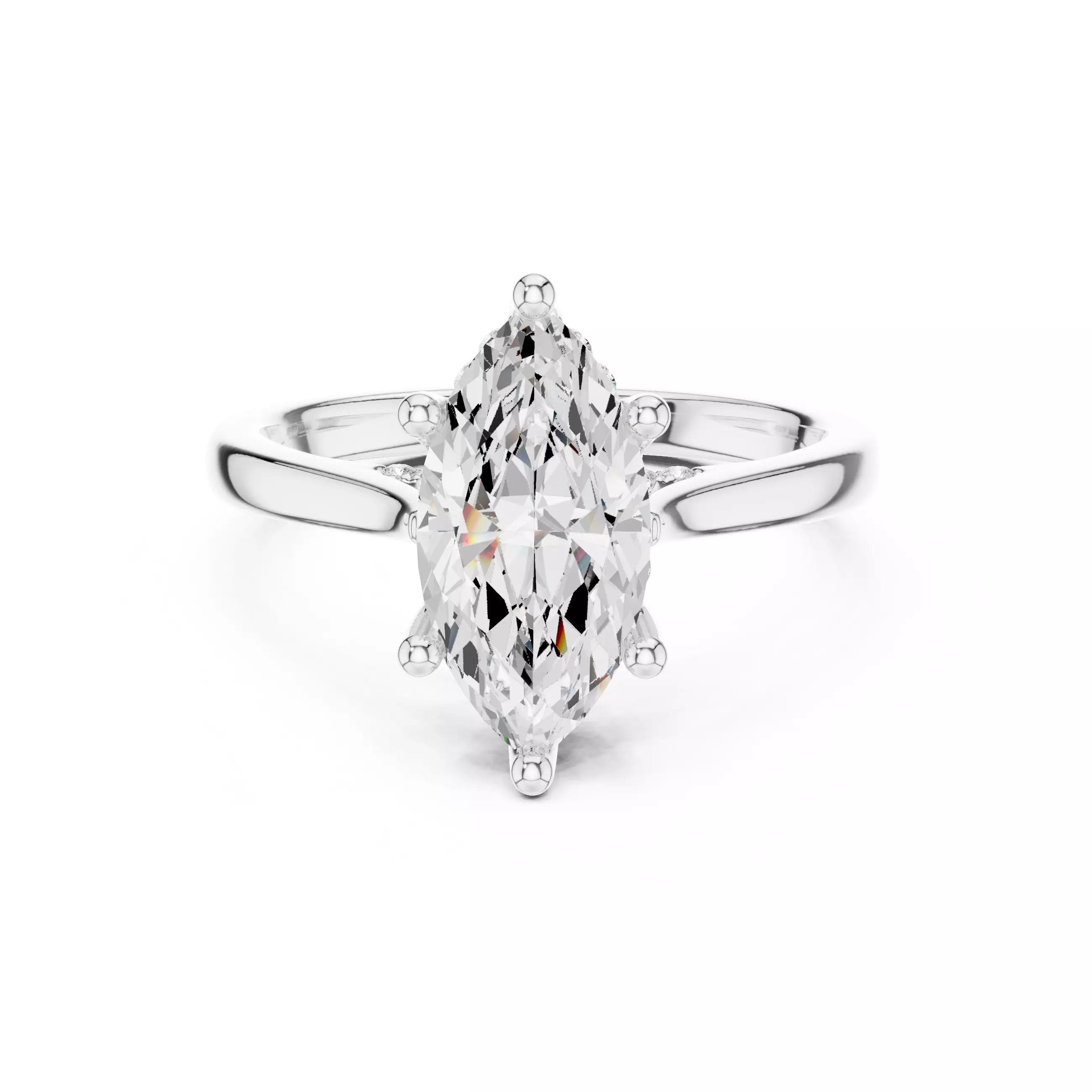 2CT Marquise Cut Hidden Halo Diamond On Bridge Ring File Video 3D print model_2