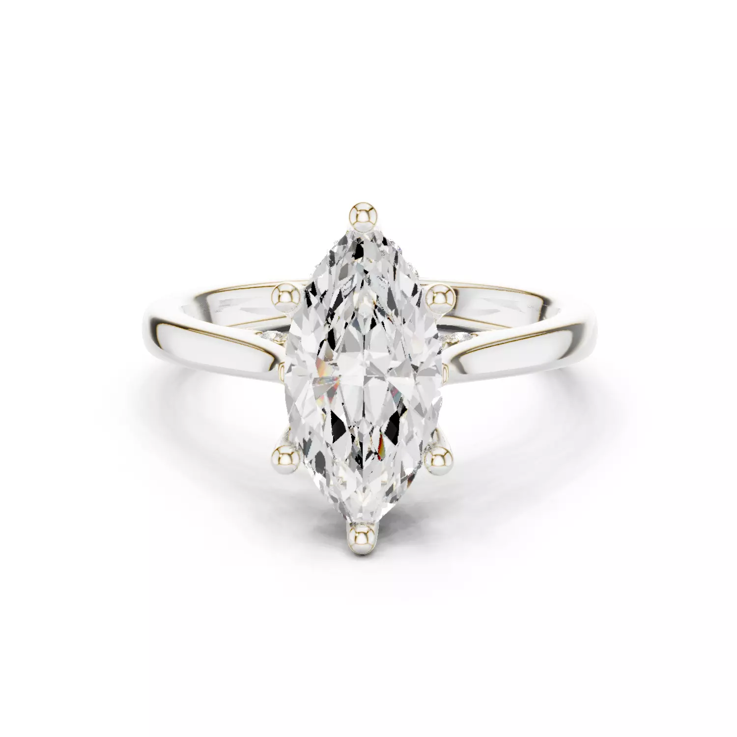 2CT Marquise Cut Hidden Halo Diamond On Bridge Ring File Video 3D print model_14