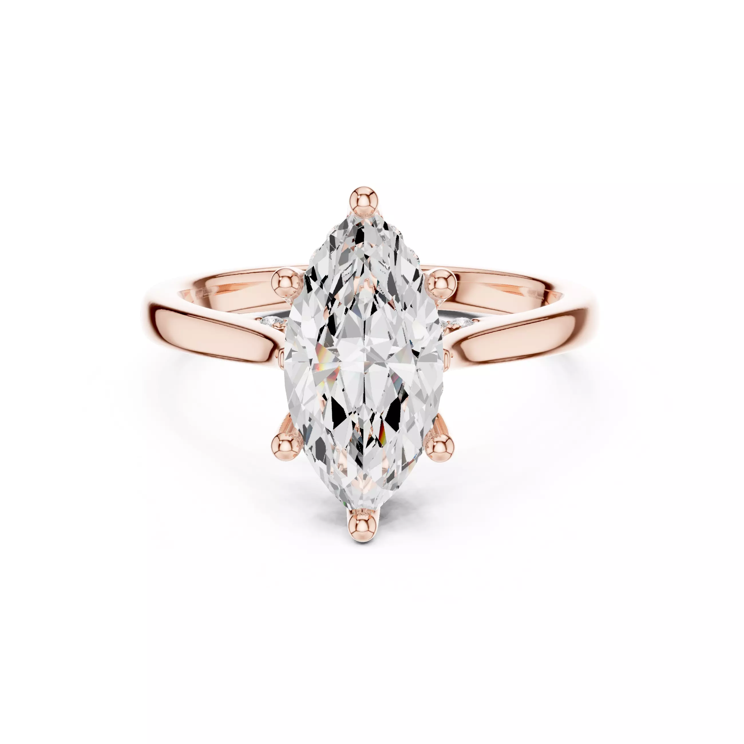 2CT Marquise Cut Hidden Halo Diamond On Bridge Ring File Video 3D print model_0